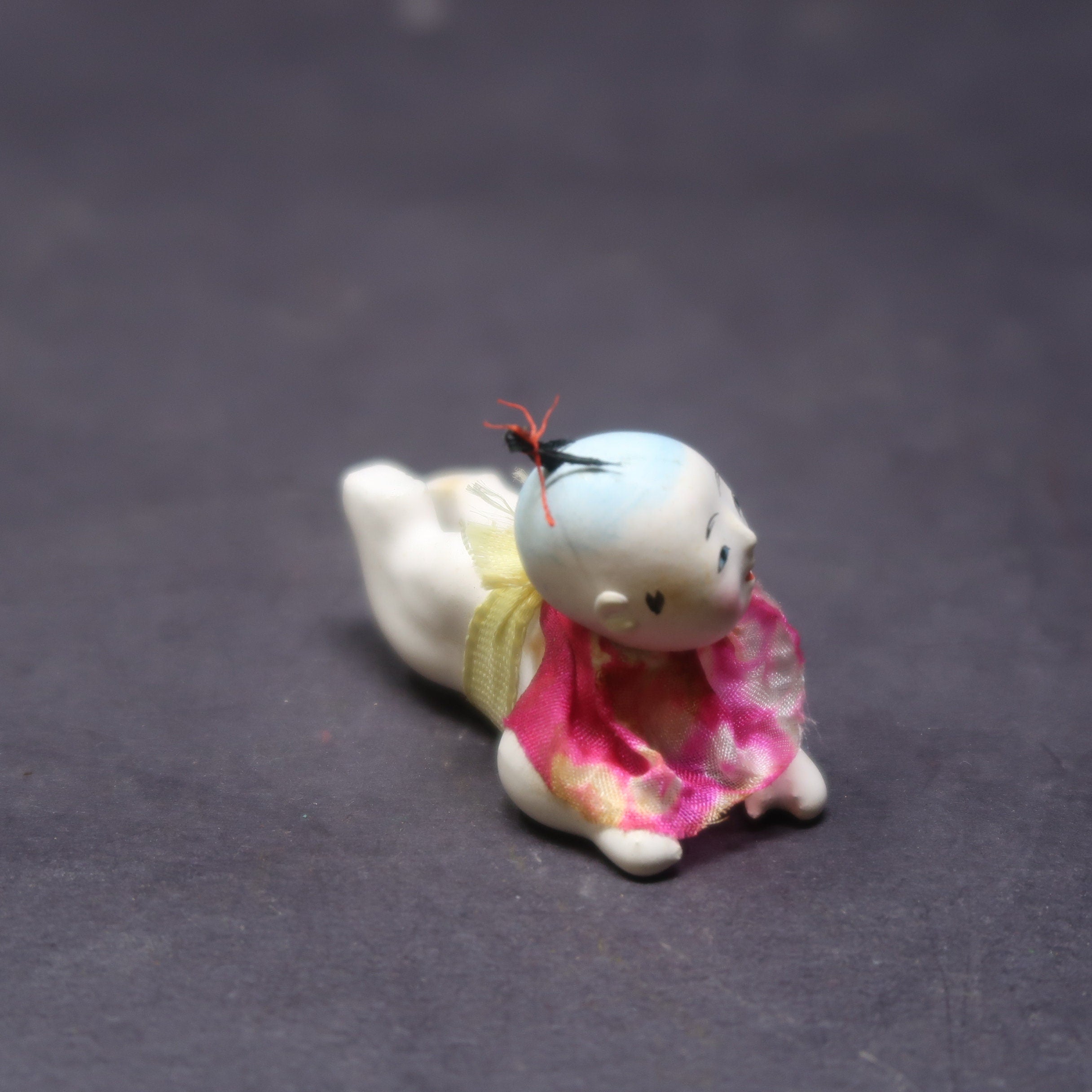 Antique 2" Long Miniature Crawling Baby Doll Japanese Porcelain Doll 1920s