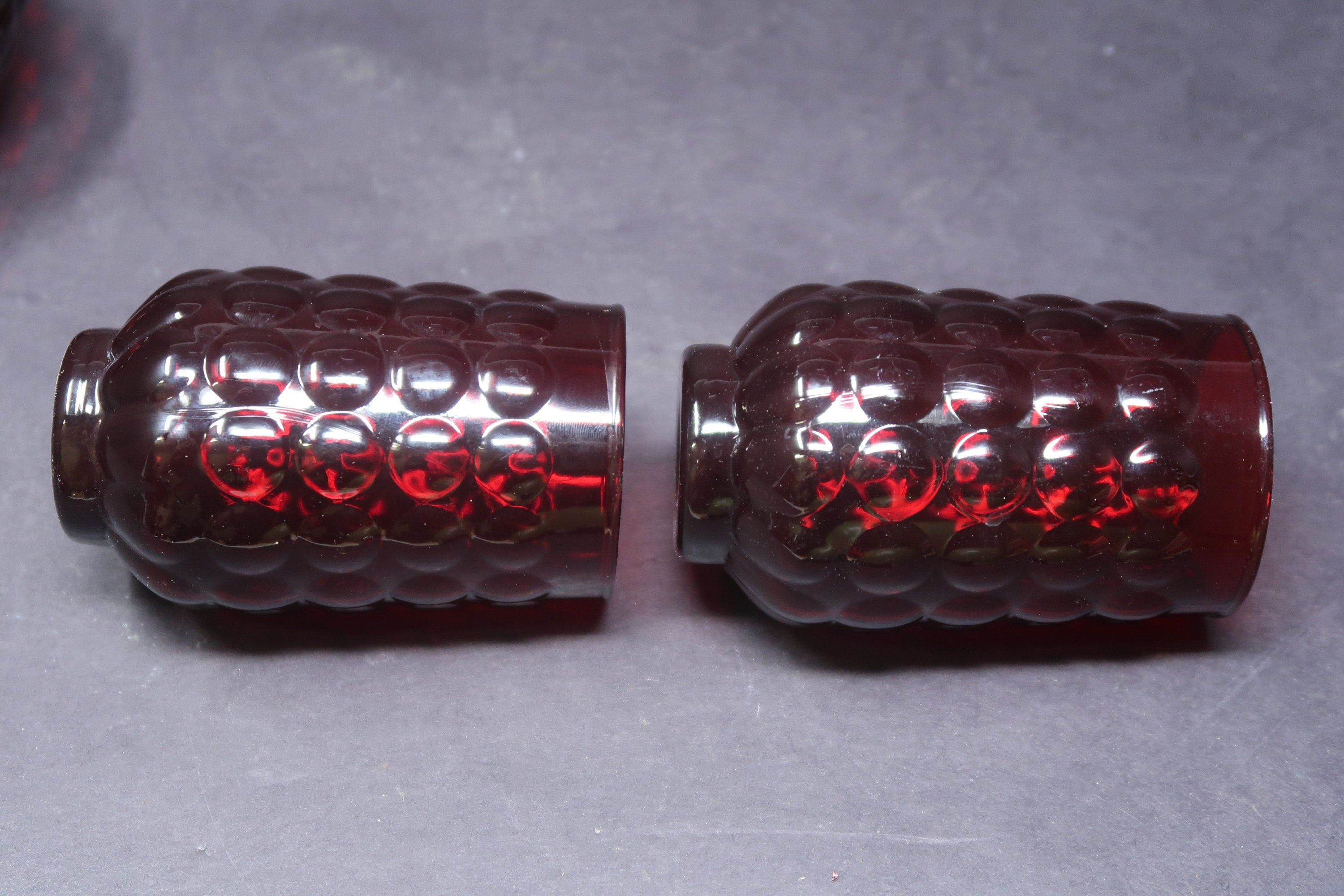 Vintage Anchor Hocking Royal Ruby Red 3 Piece Bubble Set 2 Tumblers & 1 Bowl