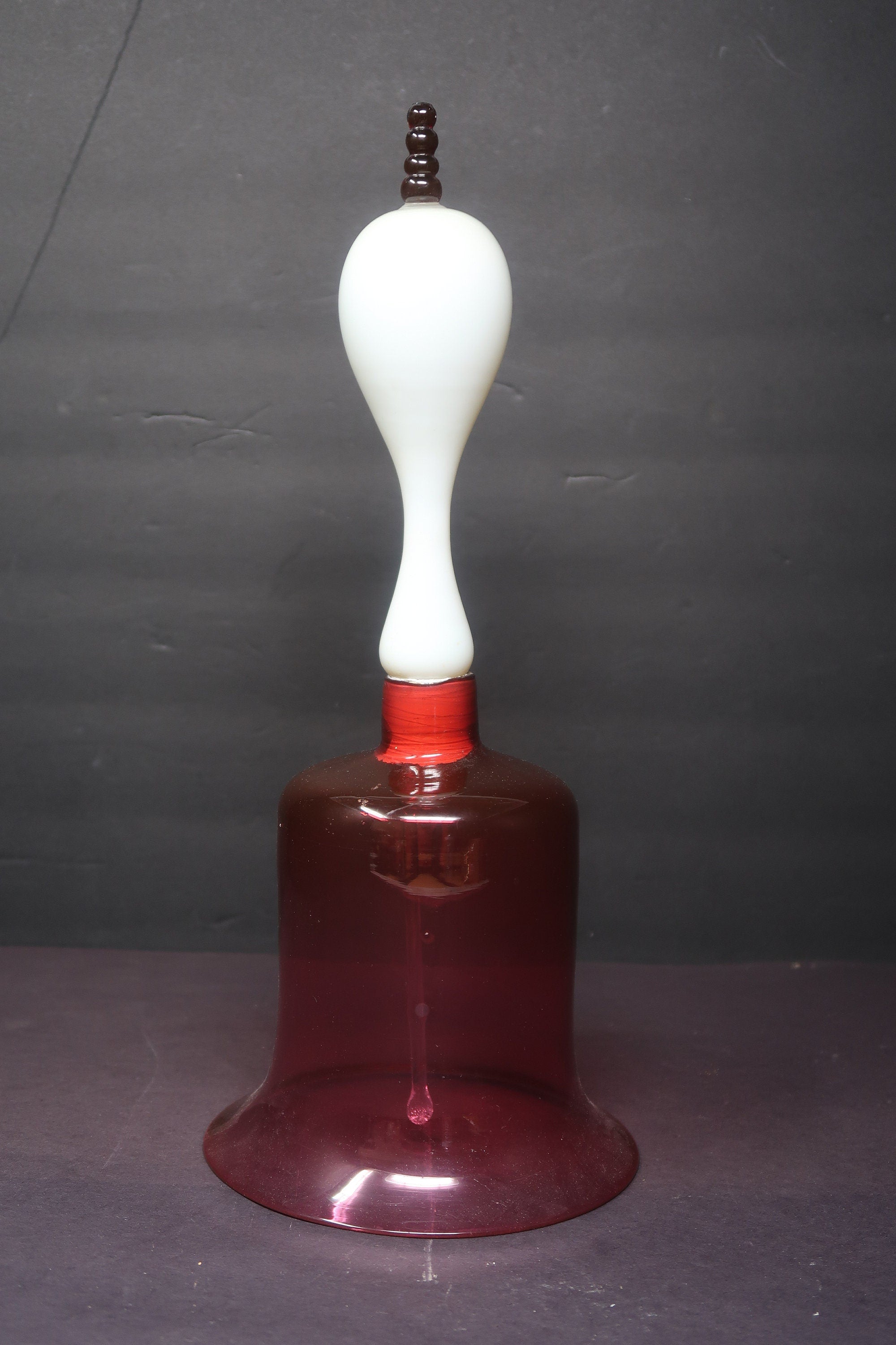 British 19th Century Victorian Hand Blown Cranberry Glass Large Wedding Bell 14"