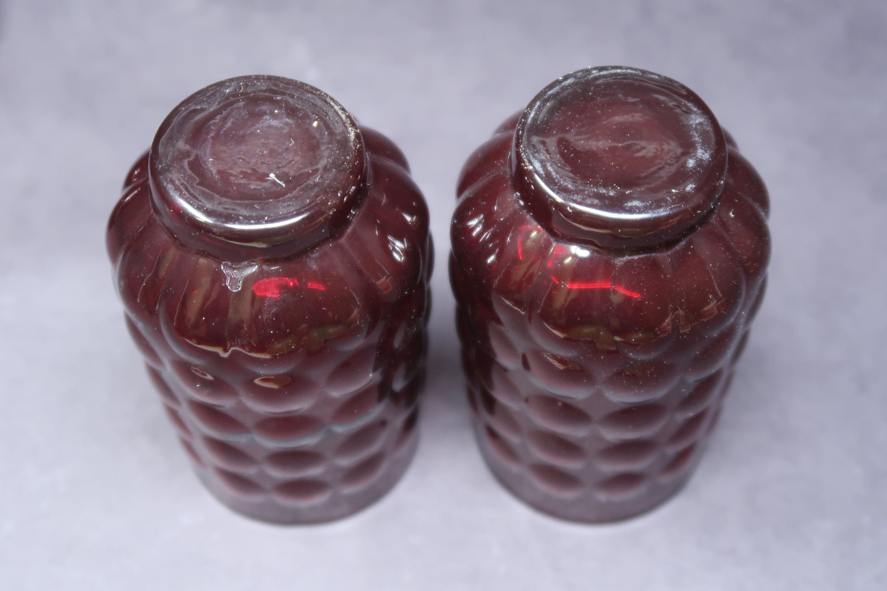 Vintage Anchor Hocking Royal Ruby Red 3 Piece Bubble Set 2 Tumblers & 1 Bowl