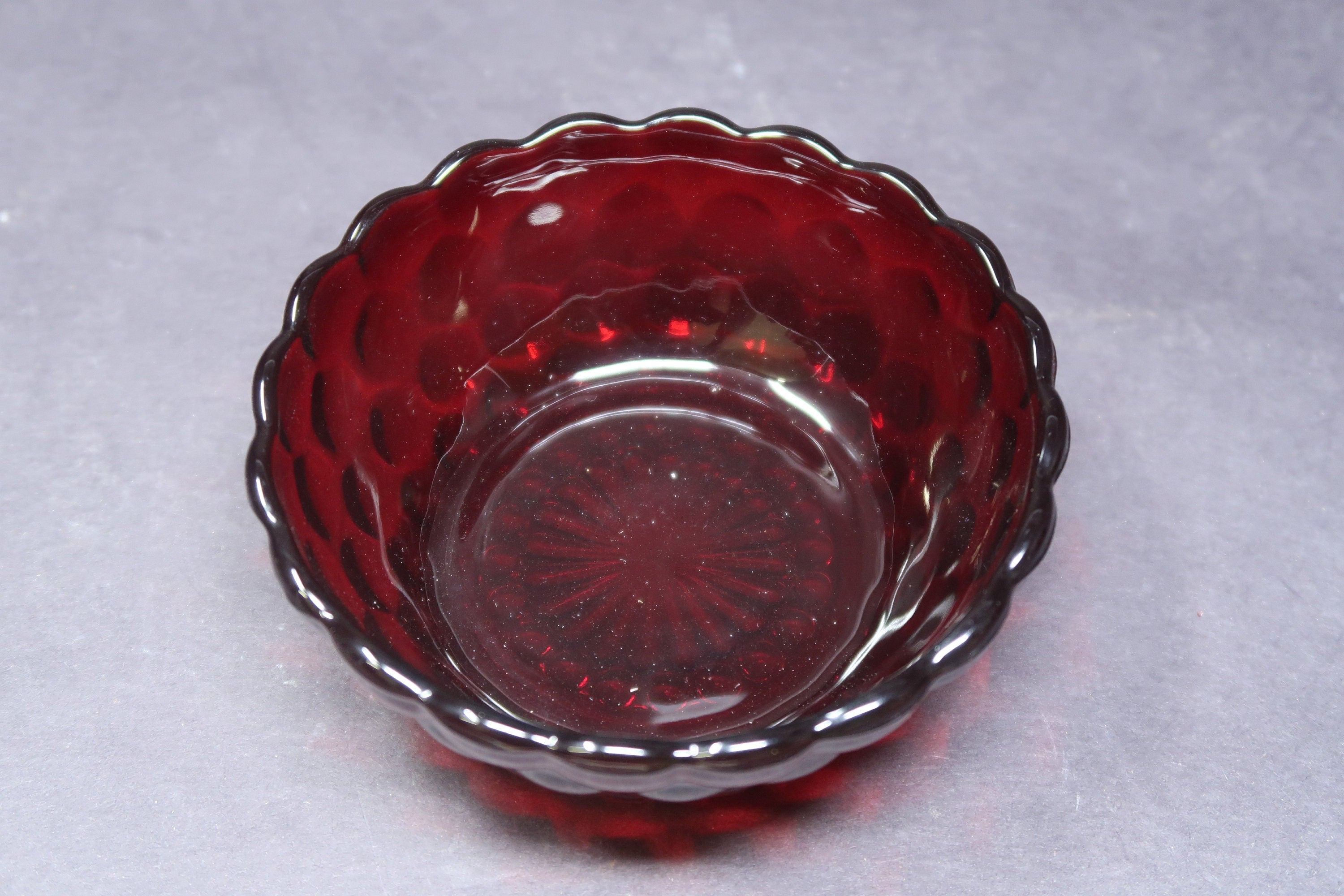 Vintage Anchor Hocking Royal Ruby Red 3 Piece Bubble Set 2 Tumblers & 1 Bowl