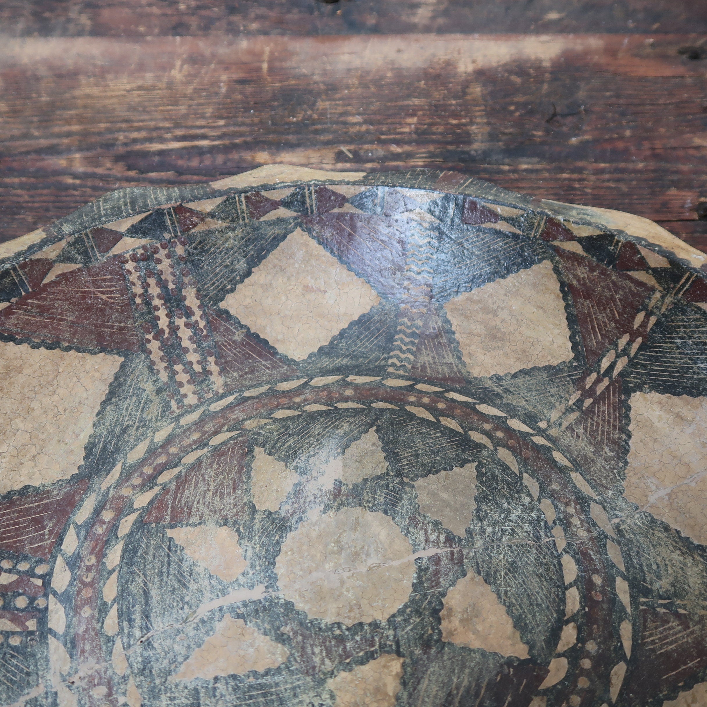 Algeria Dish Amazigh Kabylie Berber Terracotta Zig Zag Edge Platter 14" x 2.5" H