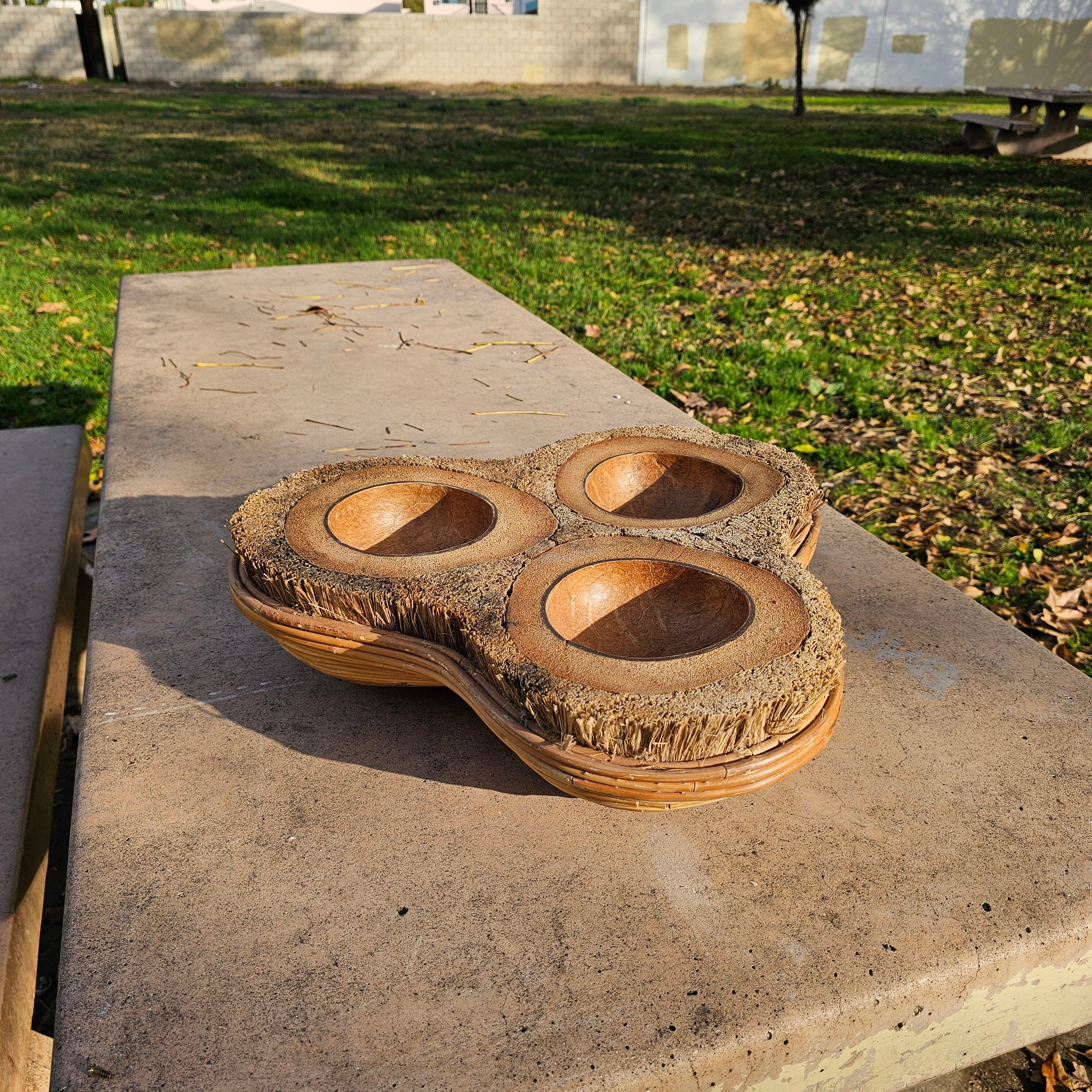 Tropical Style Large Handmade Platter Dish Dipping Bowl Vintage