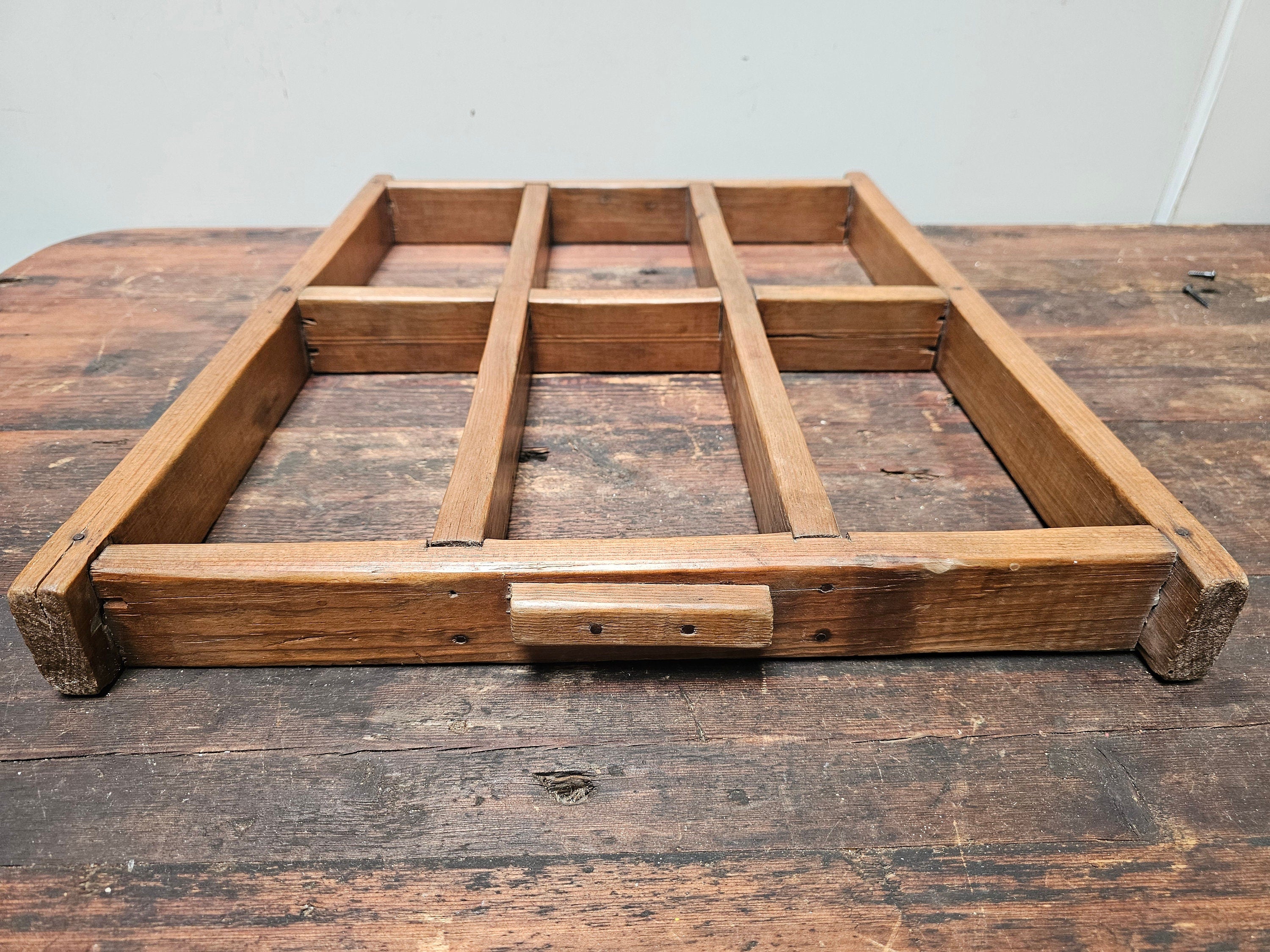 Antique Wood Brick Mold Shot Glass Wall Display Holder