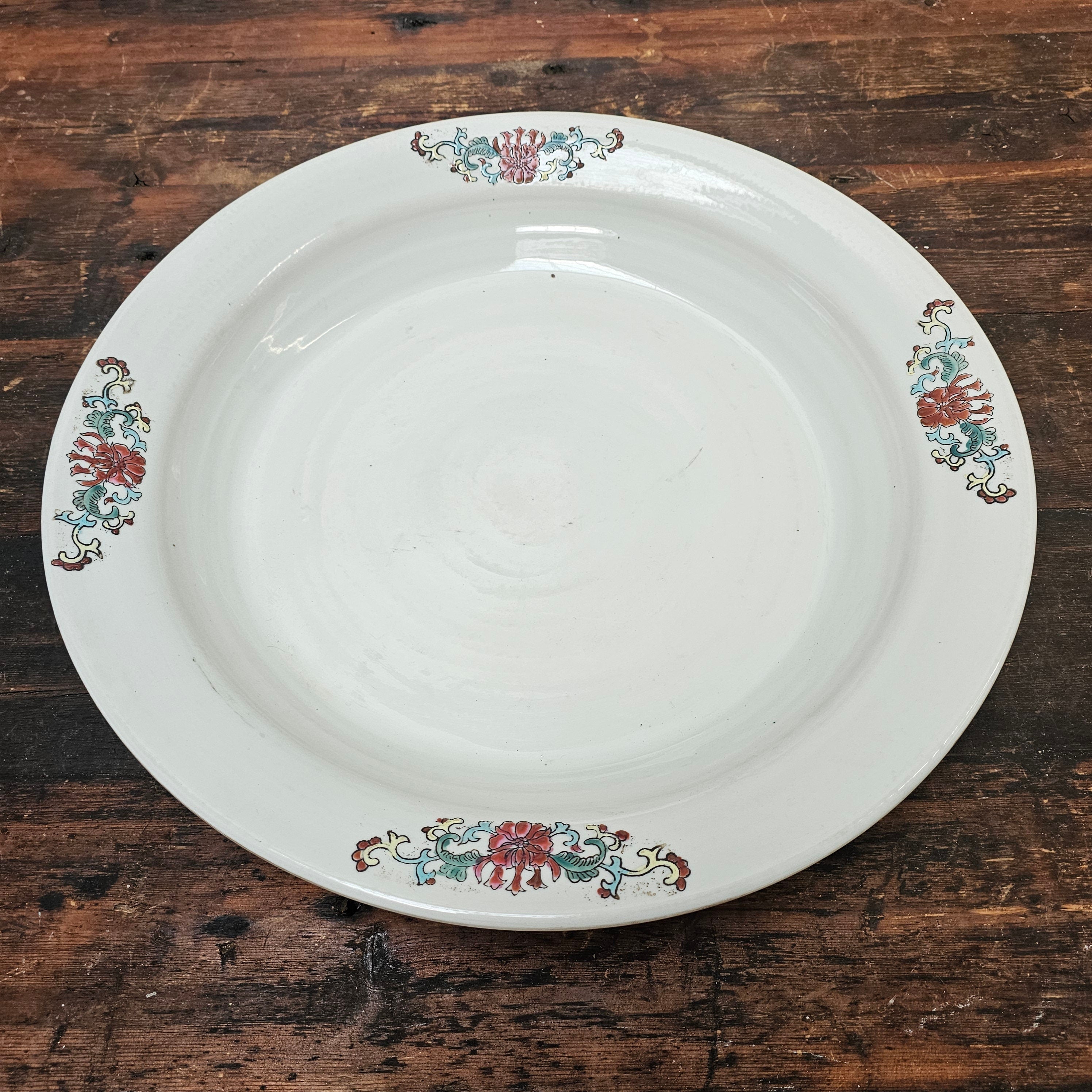 Antique Chinese Ceramic Planter Saucer Blanc de China Marked JIAQUING 19" Dia (A)