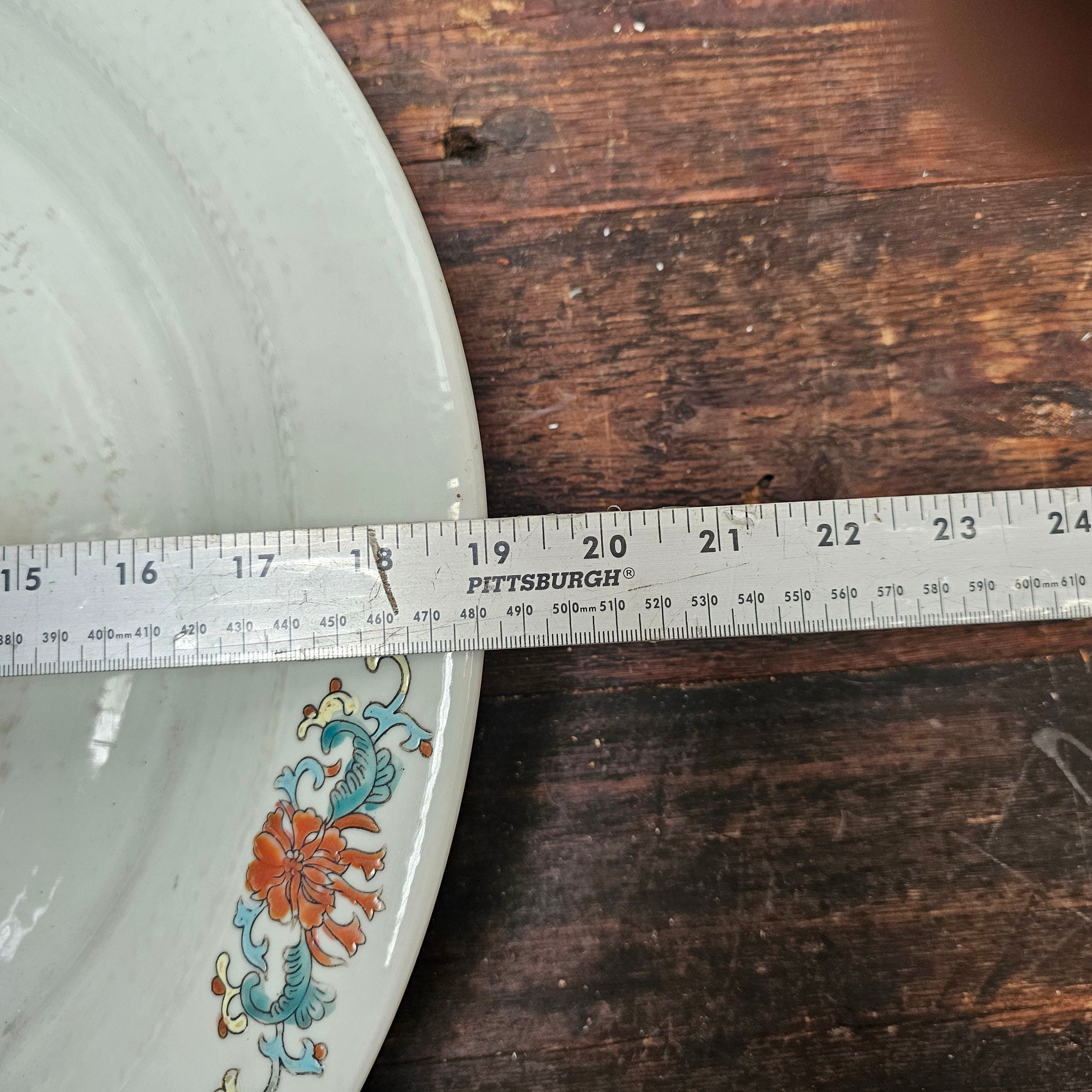 Antique Chinese Ceramic Planter Saucer Blanc de China Marked JIAQUING 19" Dia (B)