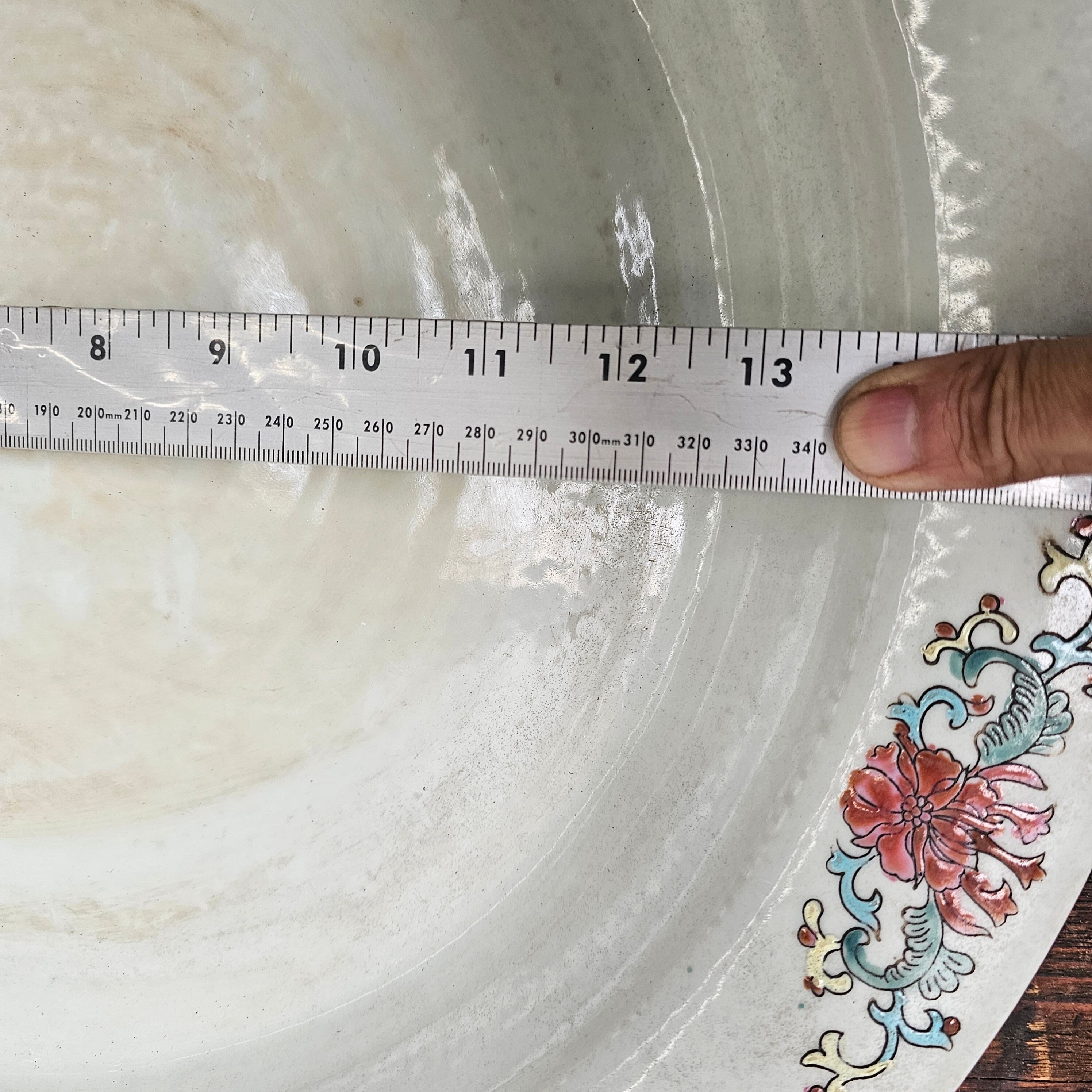 Antique Chinese Ceramic Planter Saucer Blanc de China Marked JIAQUING 19" Dia (B)