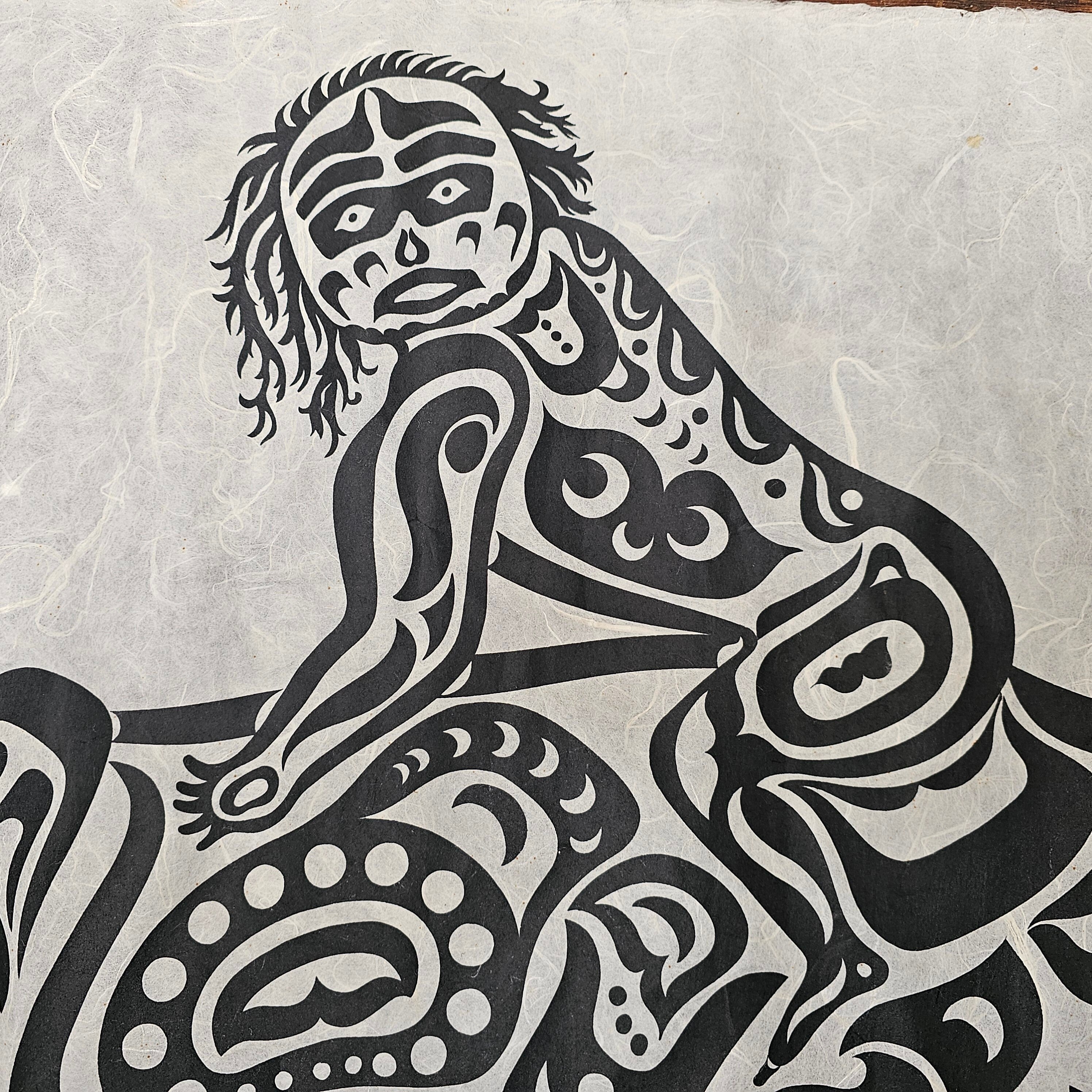 Charles B. Greul Serigraph On Rice Paper " Shaman with Grizzly " 36" x 24"