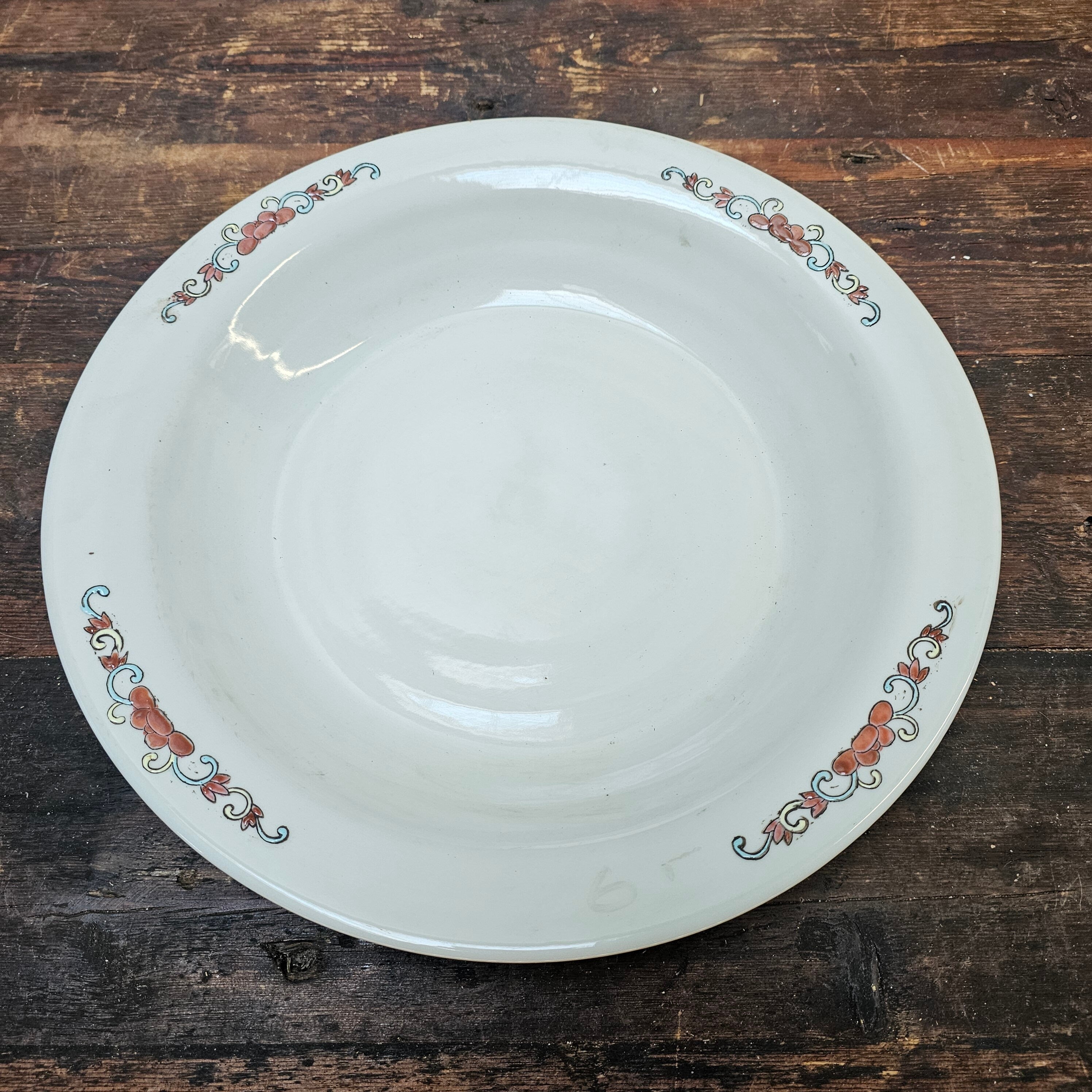 Antique Chinese Ceramic Planter Saucer Blanc de China Marked JIAQUING 14" Dia