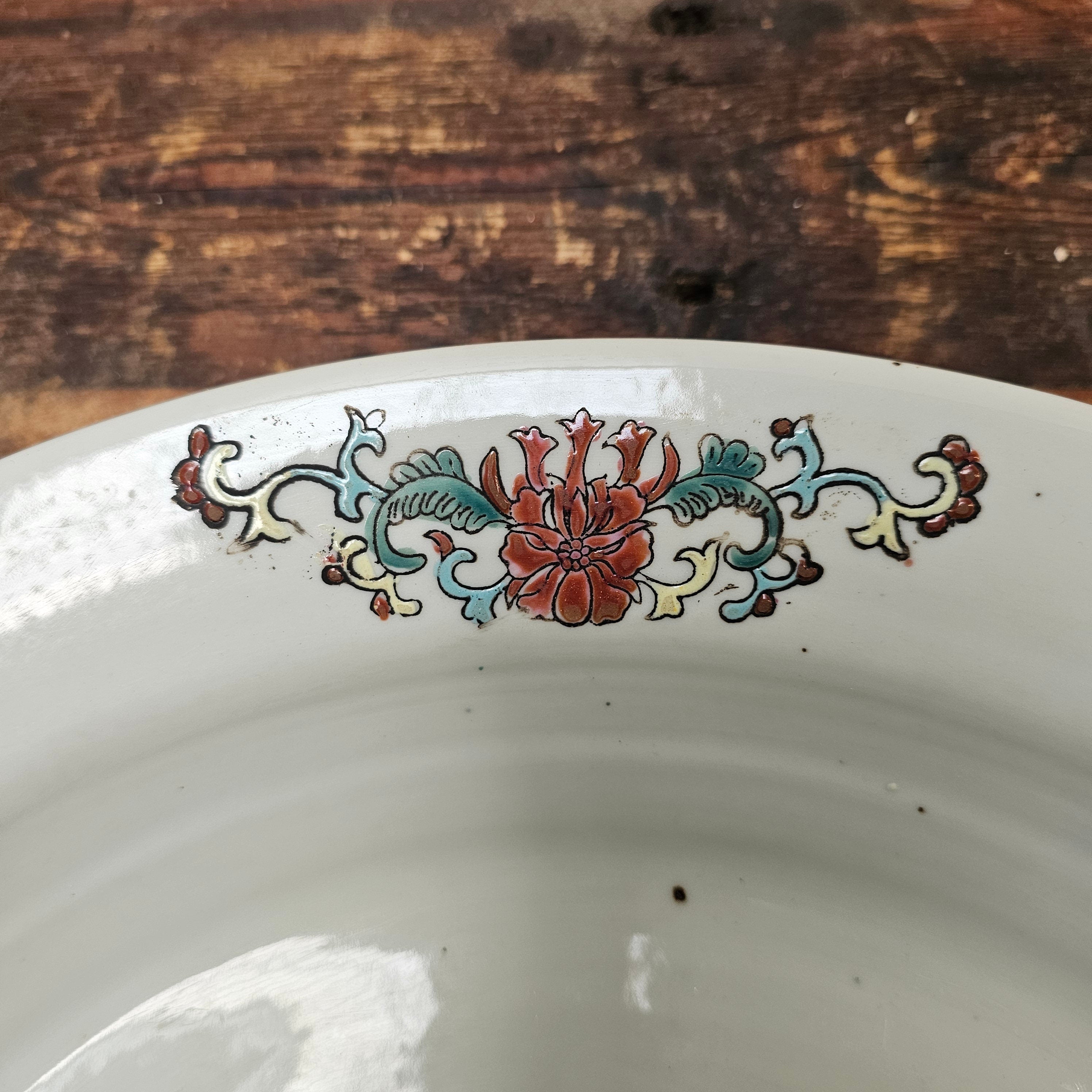 Antique Chinese Ceramic Planter Saucer Blanc de China Marked JIAQUING 19" Dia (A)