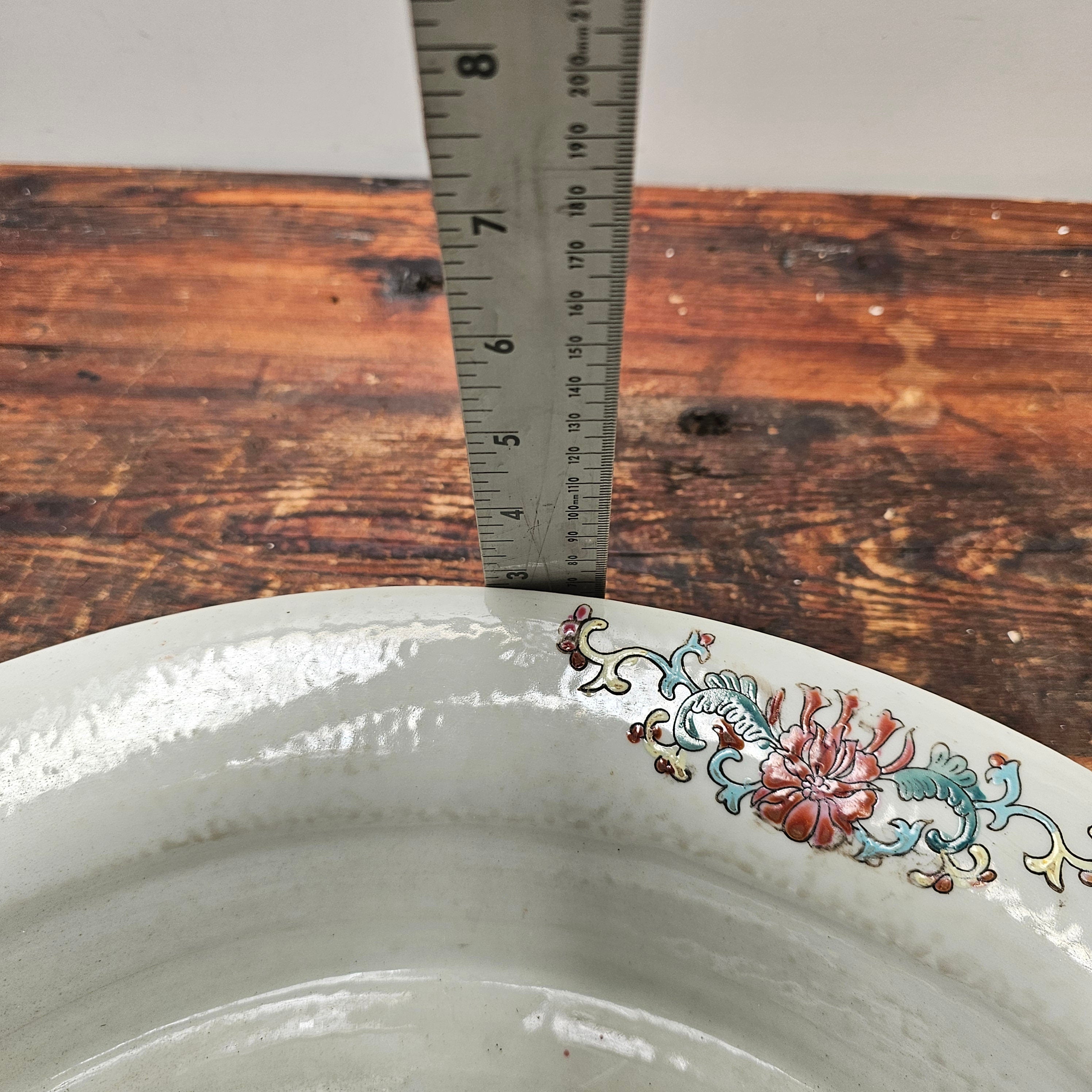 Antique Chinese Ceramic Planter Saucer Blanc de China Marked JIAQUING 19" Dia (B)