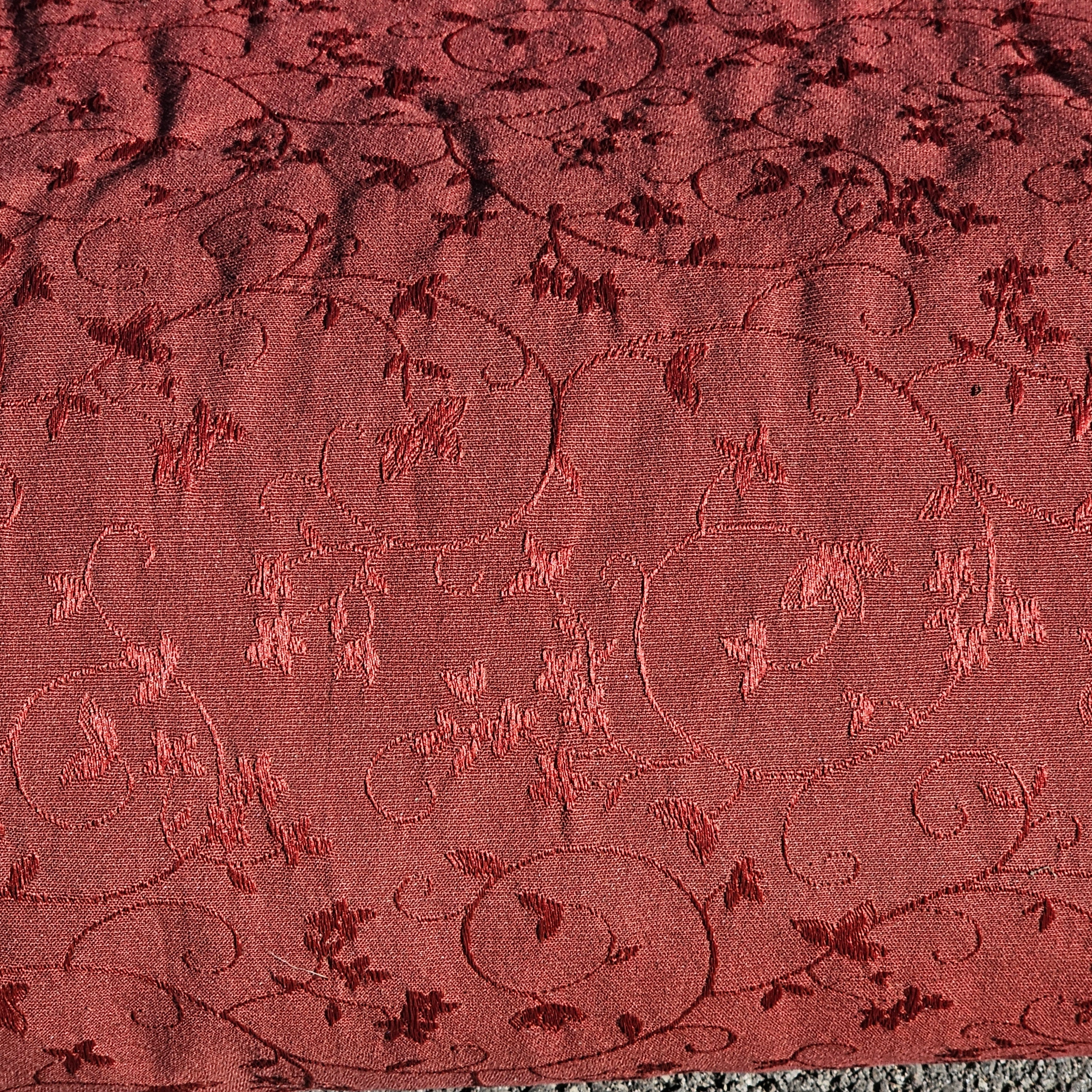 Vintage Antique Brocade Jacquard Fabric Burgandy 56" W x 1 Roll