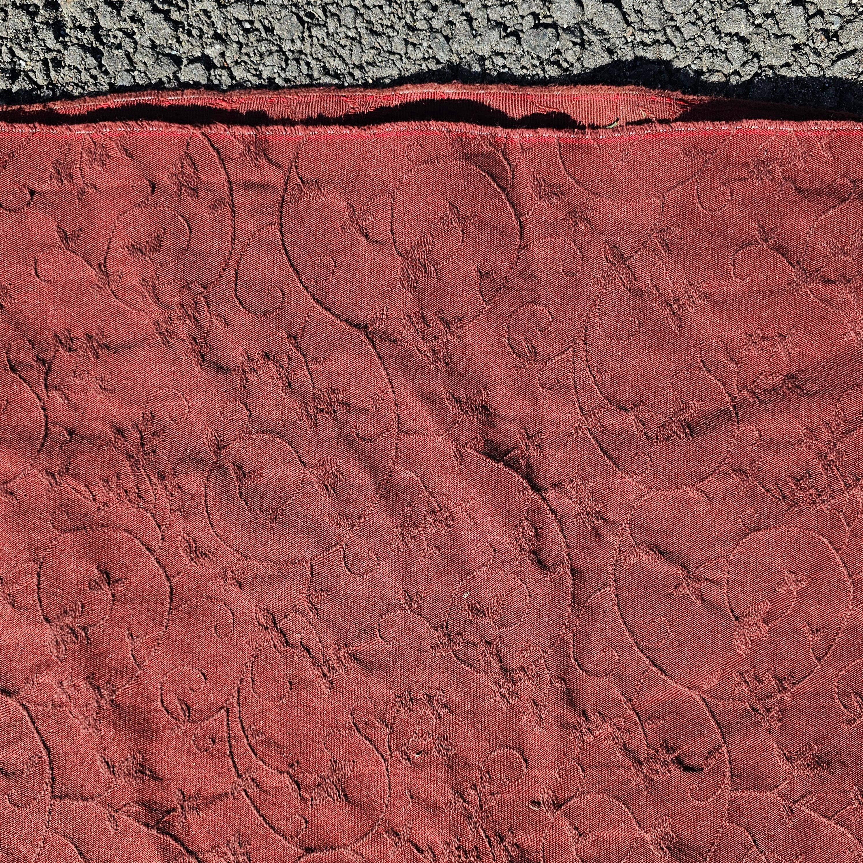 Vintage Antique Brocade Jacquard Fabric Burgandy 56" W x 1 Roll