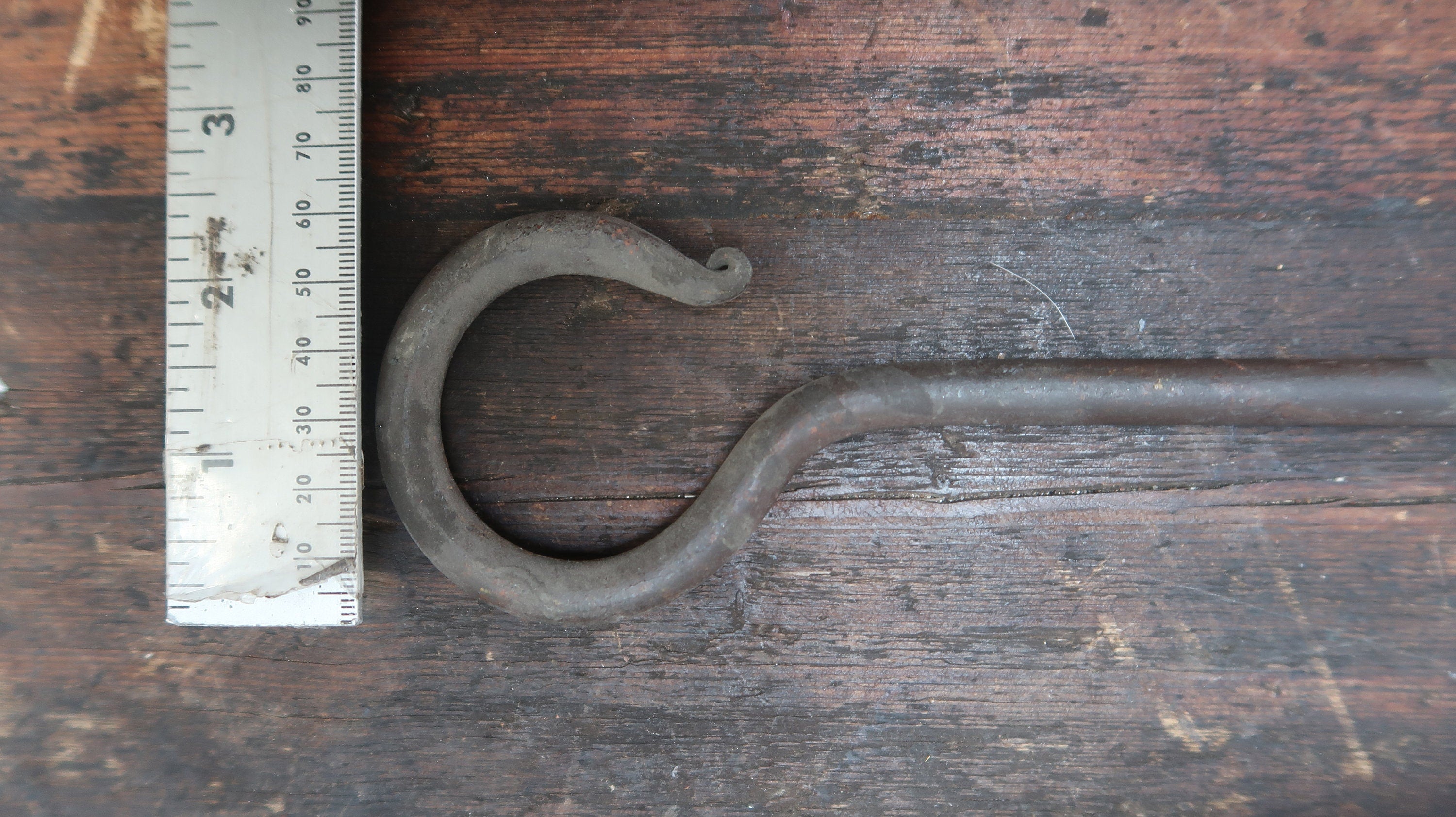 Hand Forged 14" L Wrought Iron Hook Blacksmith Antique