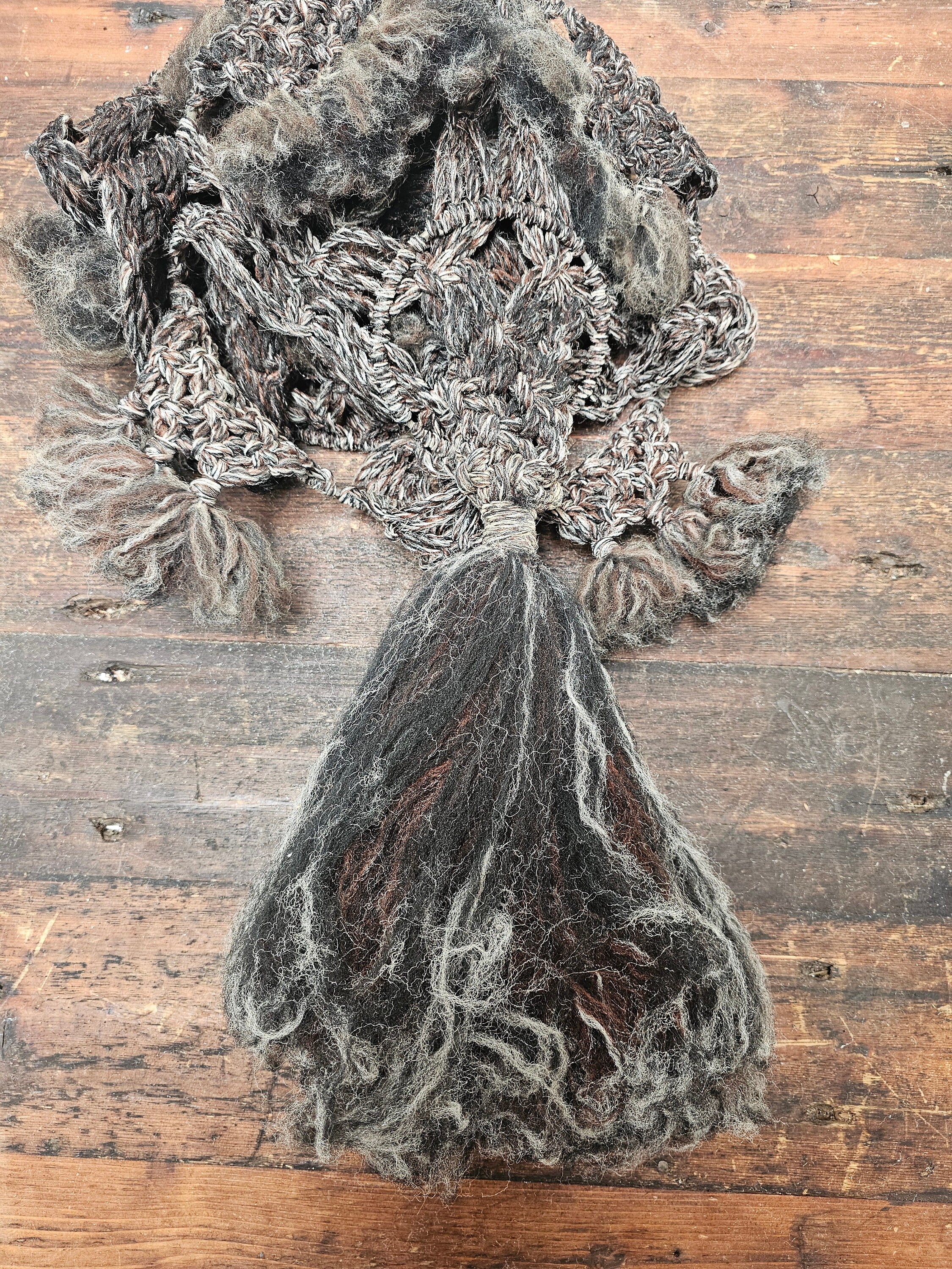 Macrame Wool Yarn Hanging Plant Holder With Ratten Bamboo Planter Boho 68" H