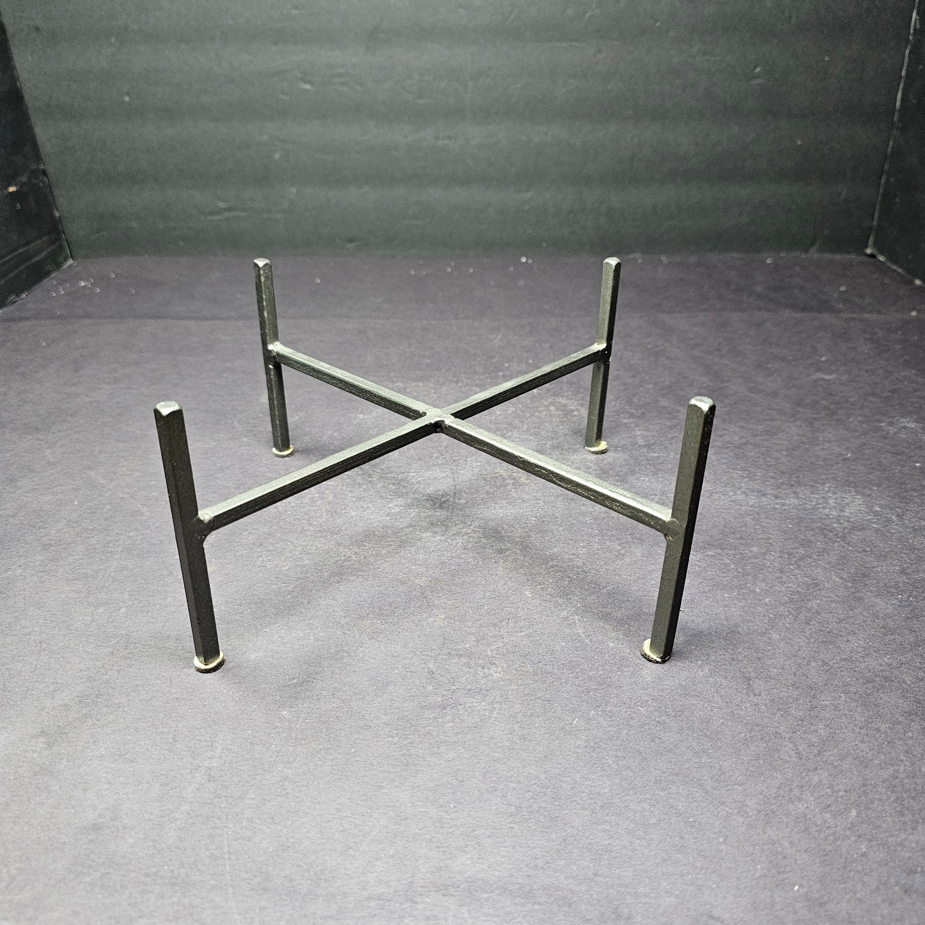 Amber Glass Cylinder Storage Container Flower Vase With Metal Stand