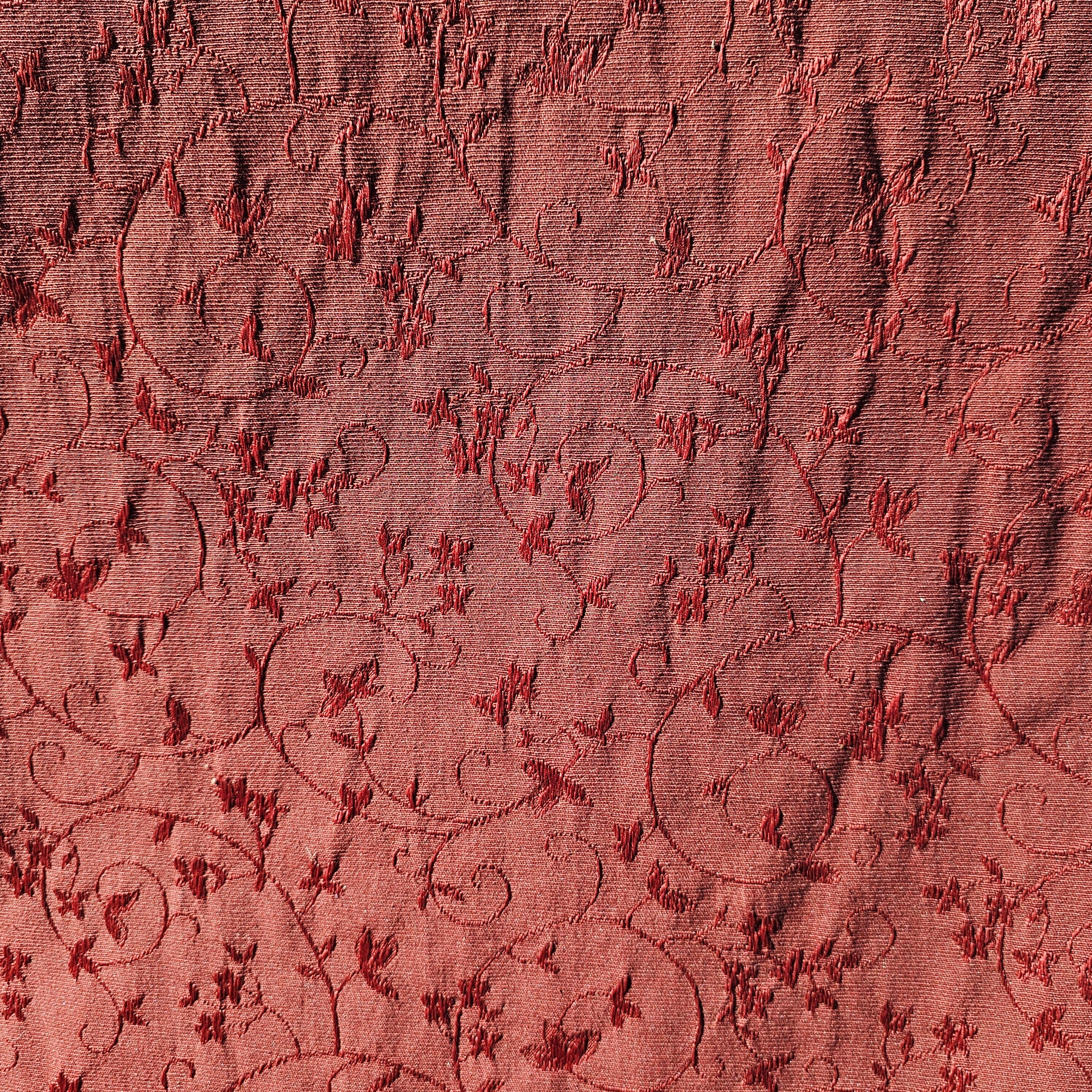 Vintage Antique Brocade Jacquard Fabric Burgandy 56" W x 1 Roll