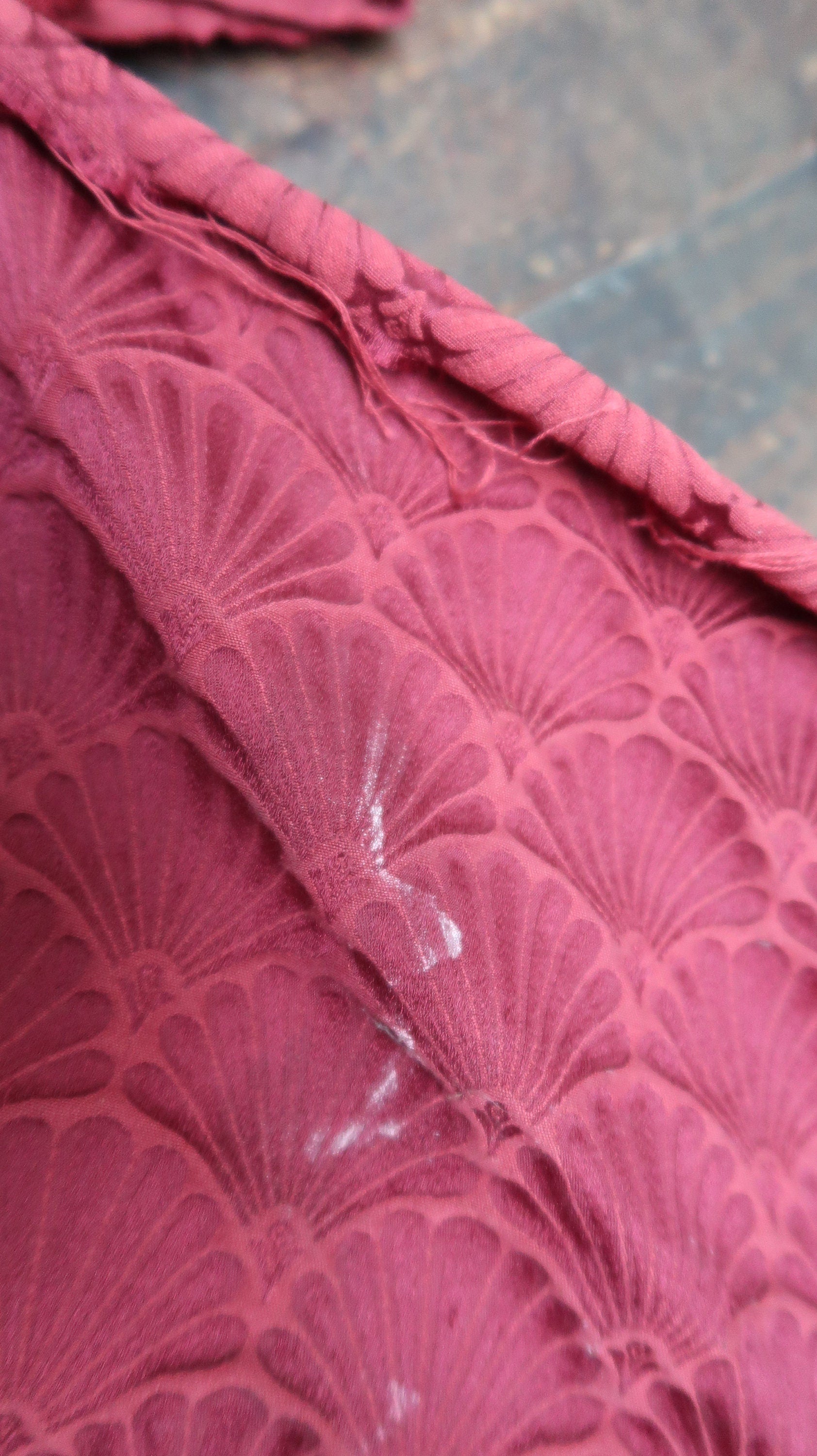 F. Schumacher Co. Vintage Shell Pattern Fabric Burgandy 55" w x 6 ft