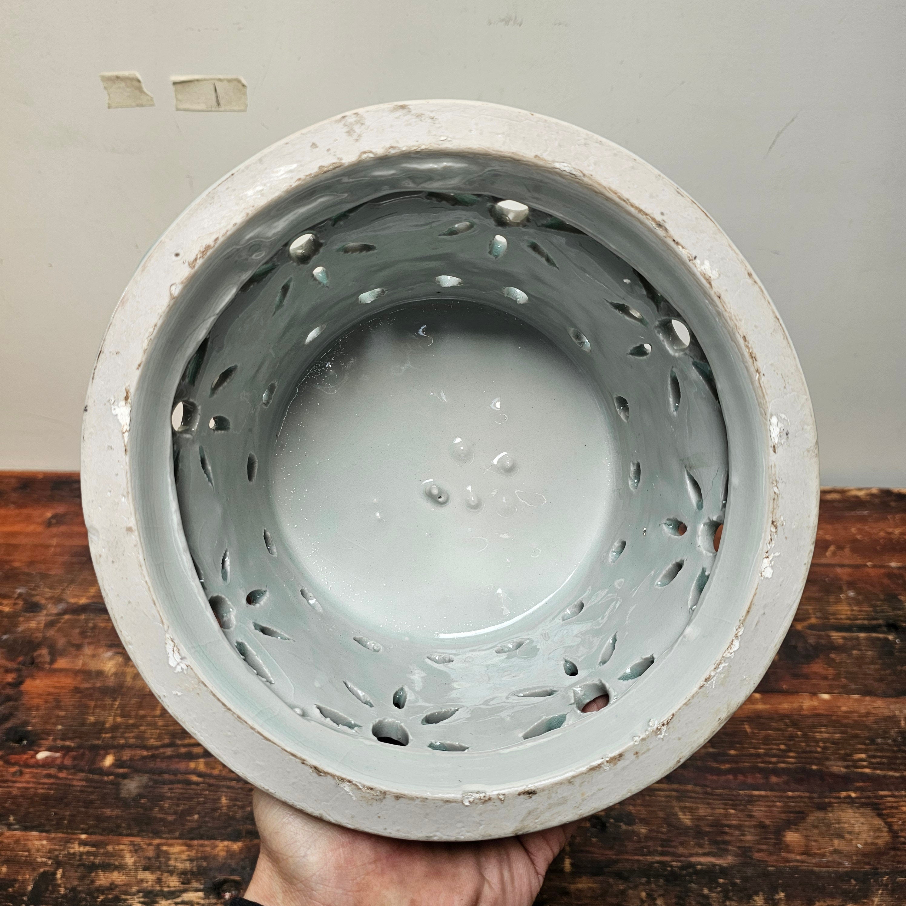 Chinese Gu Beaker Style Celadon Vase Footed Flower Vase 19.75" H