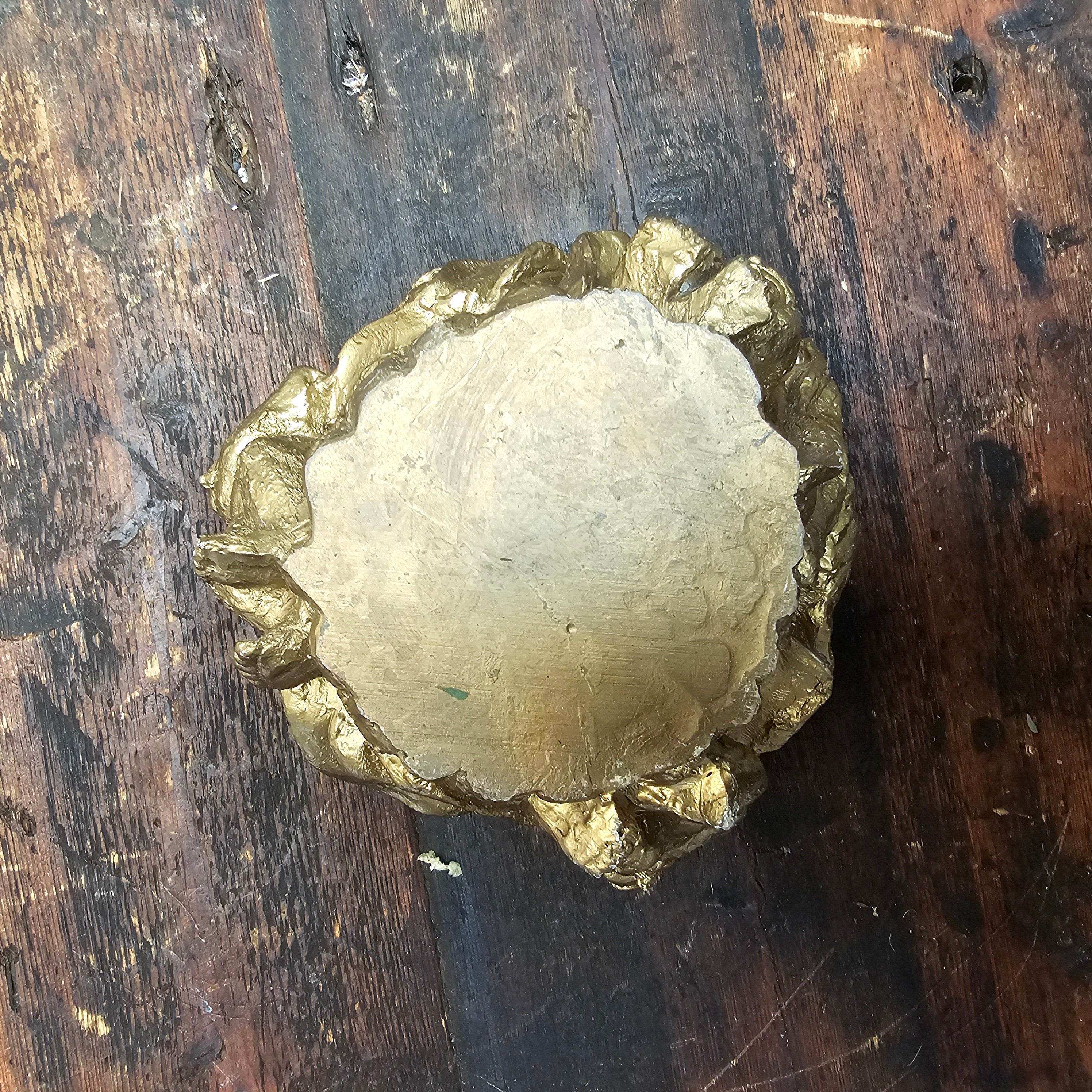 Vintage Gold Cherubs Candle Holder Planter Trinket 7" Dia x 4.5" H