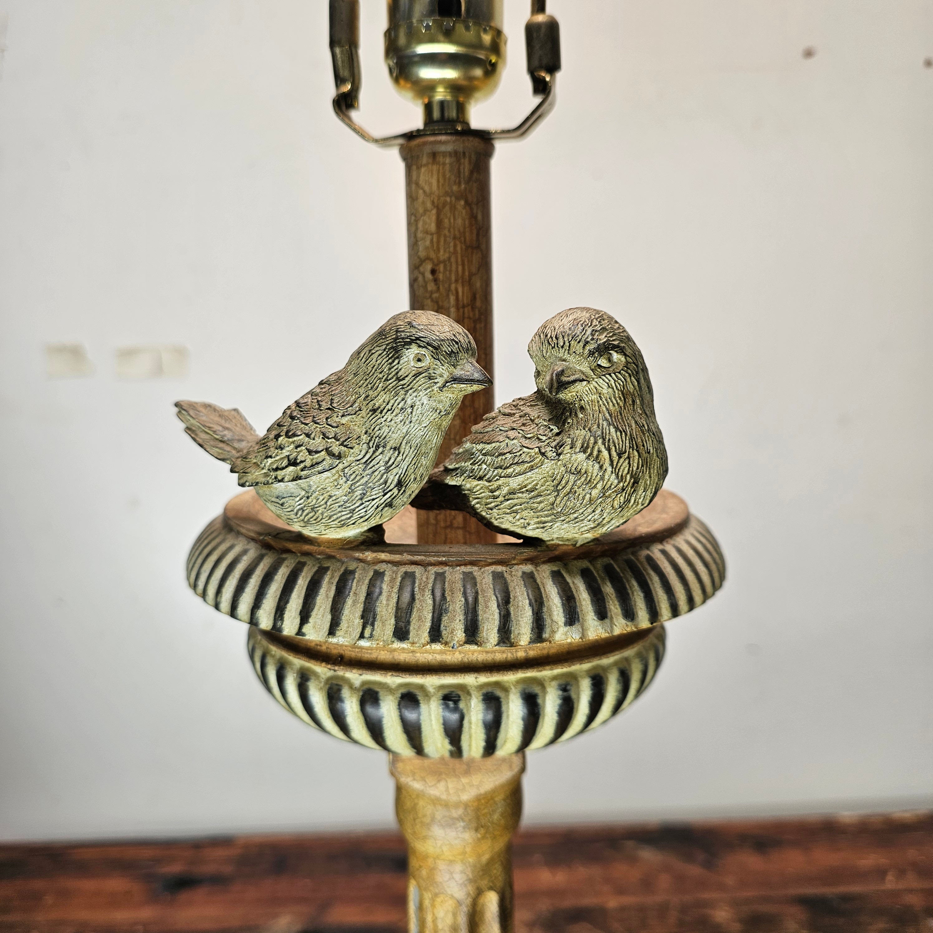 Birds Gathering Tall Lamp With Woven Twig Shade 28.5" H