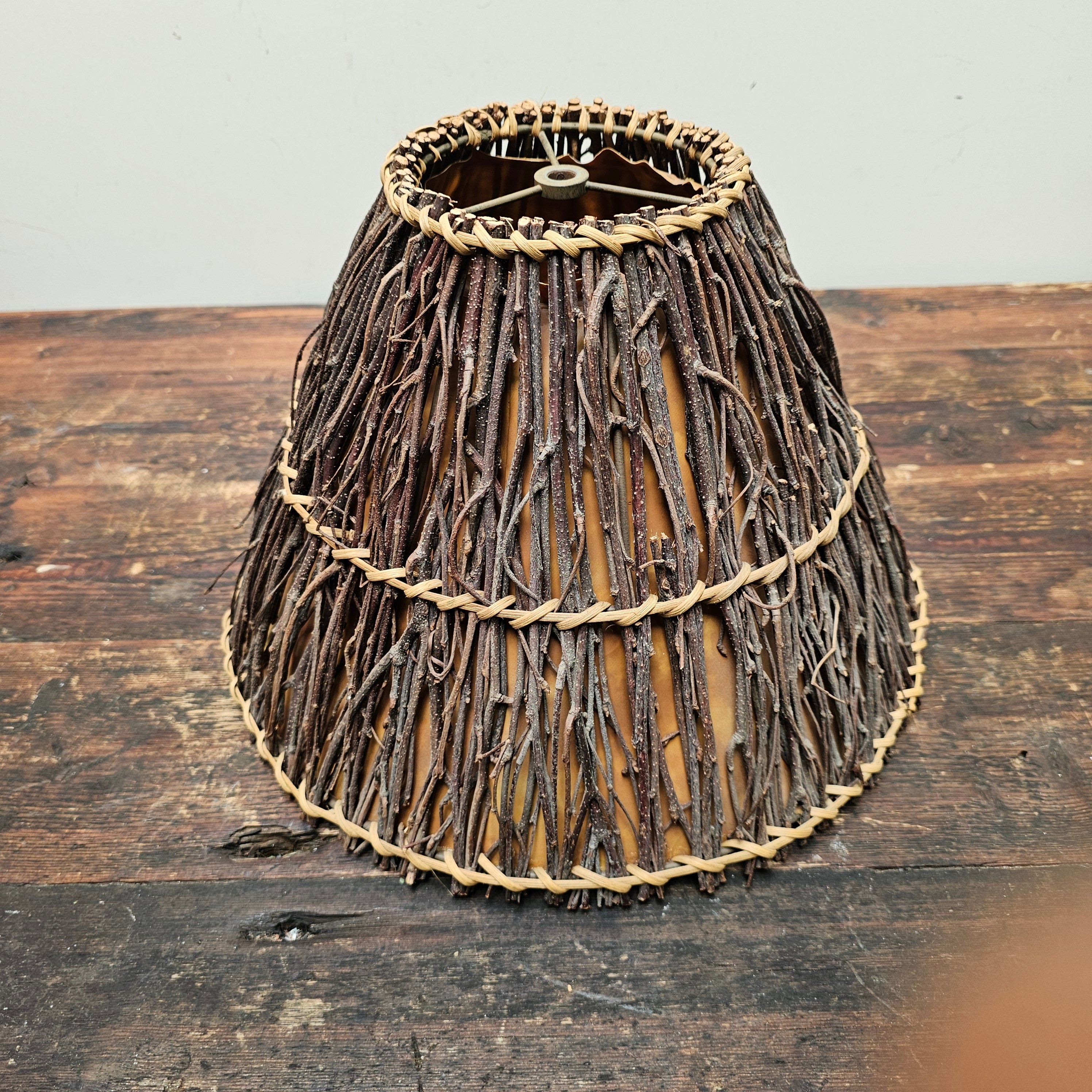 Birds Gathering Tall Lamp With Woven Twig Shade 28.5" H