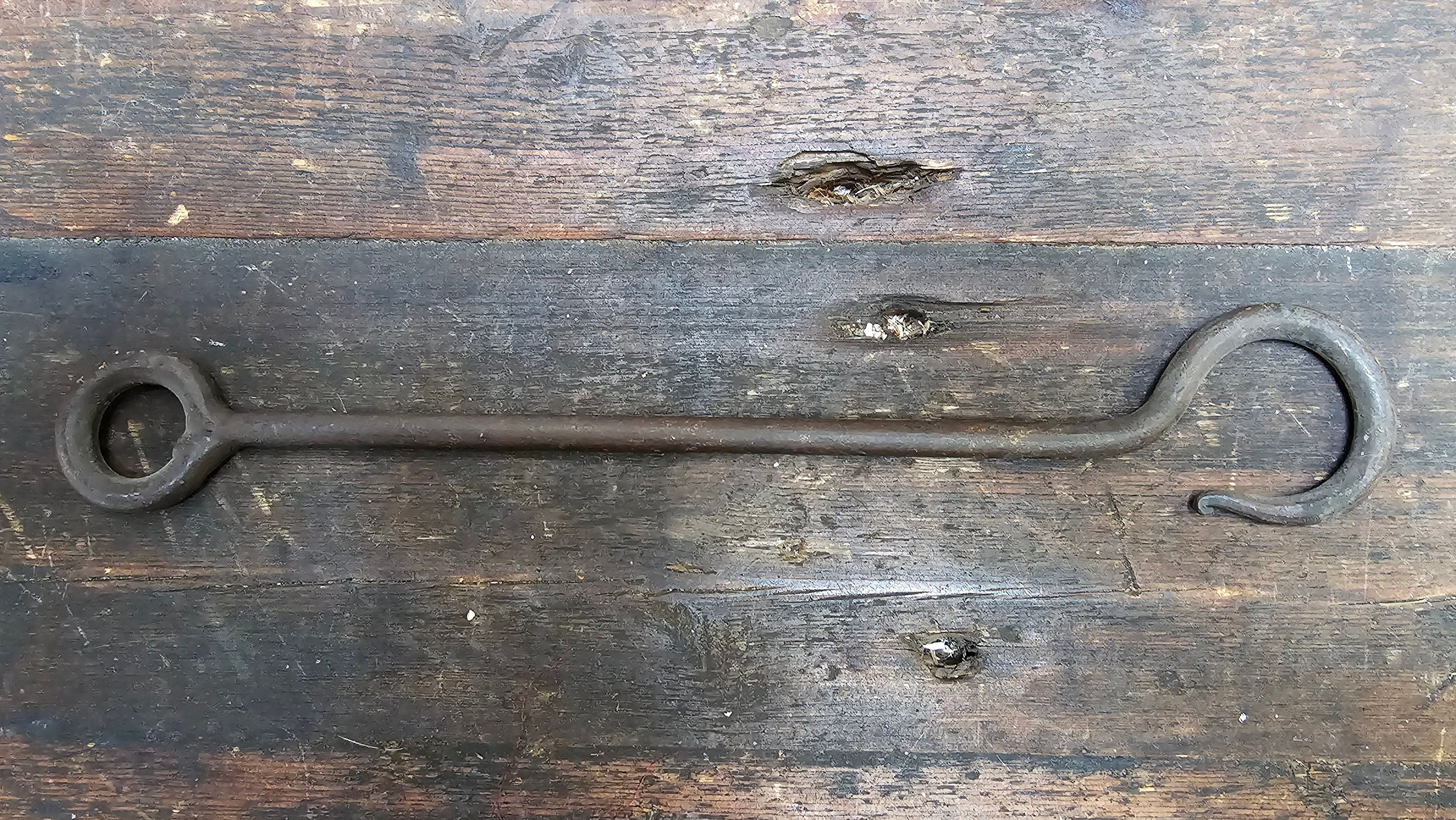 Hand Forged 14" L Wrought Iron Hook Blacksmith Antique