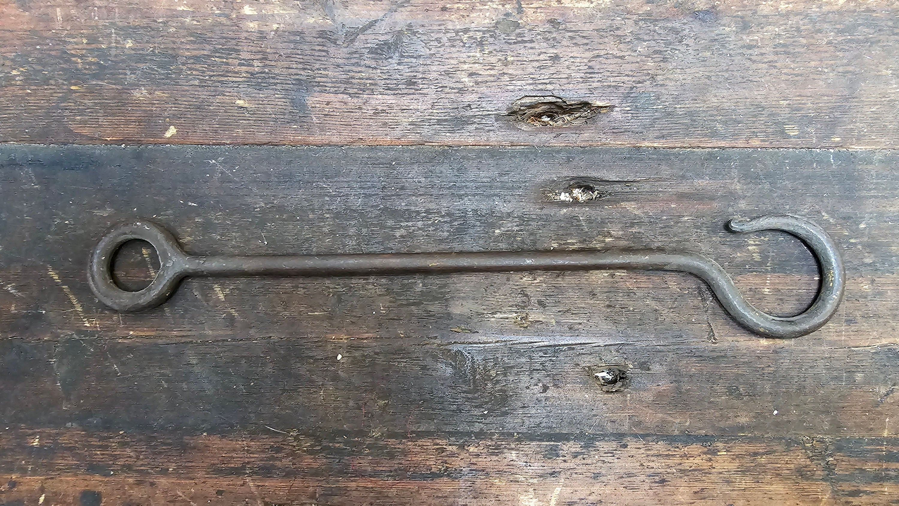 Hand Forged 14" L Wrought Iron Hook Blacksmith Antique