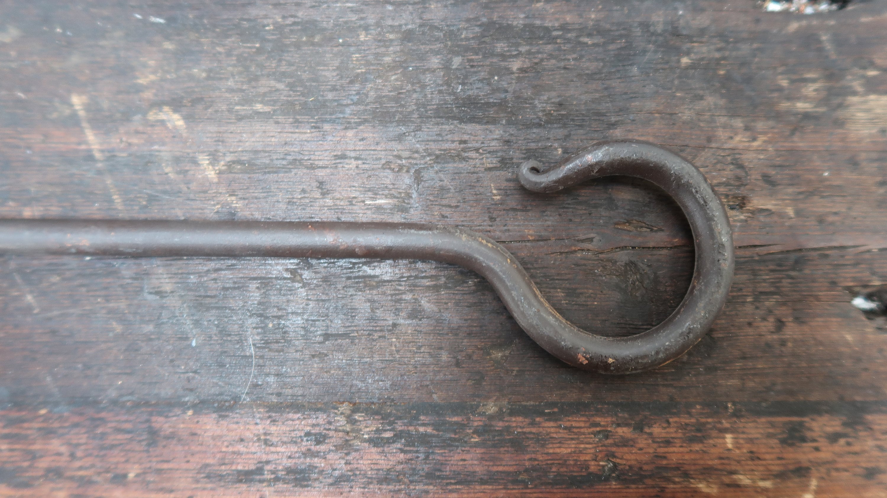 Hand Forged 14" L Wrought Iron Hook Blacksmith Antique
