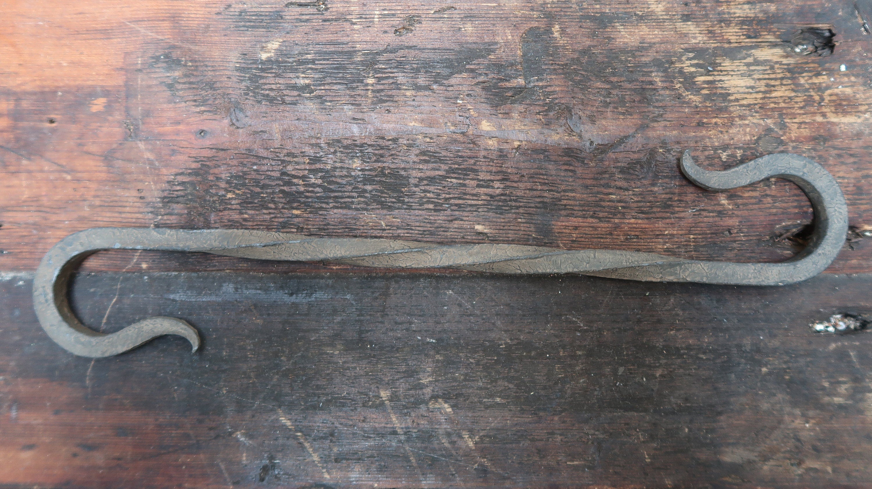 Hand Forged 14.25" L Iron Hook Blacksmith Vintage