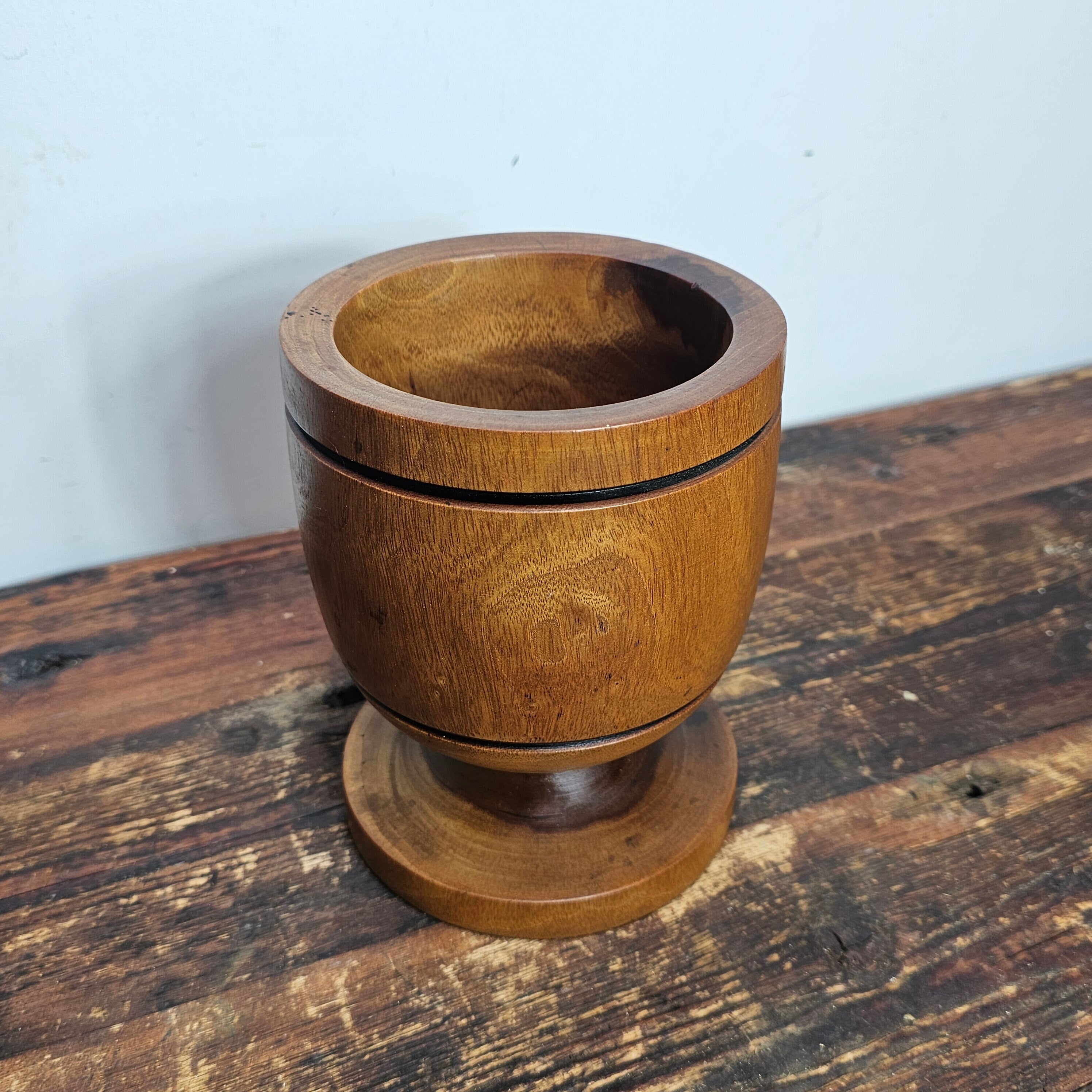 Vintage Bamboo Mortar Apothecary Kitchen Herbs Spice 5.5" Dia x 7" H