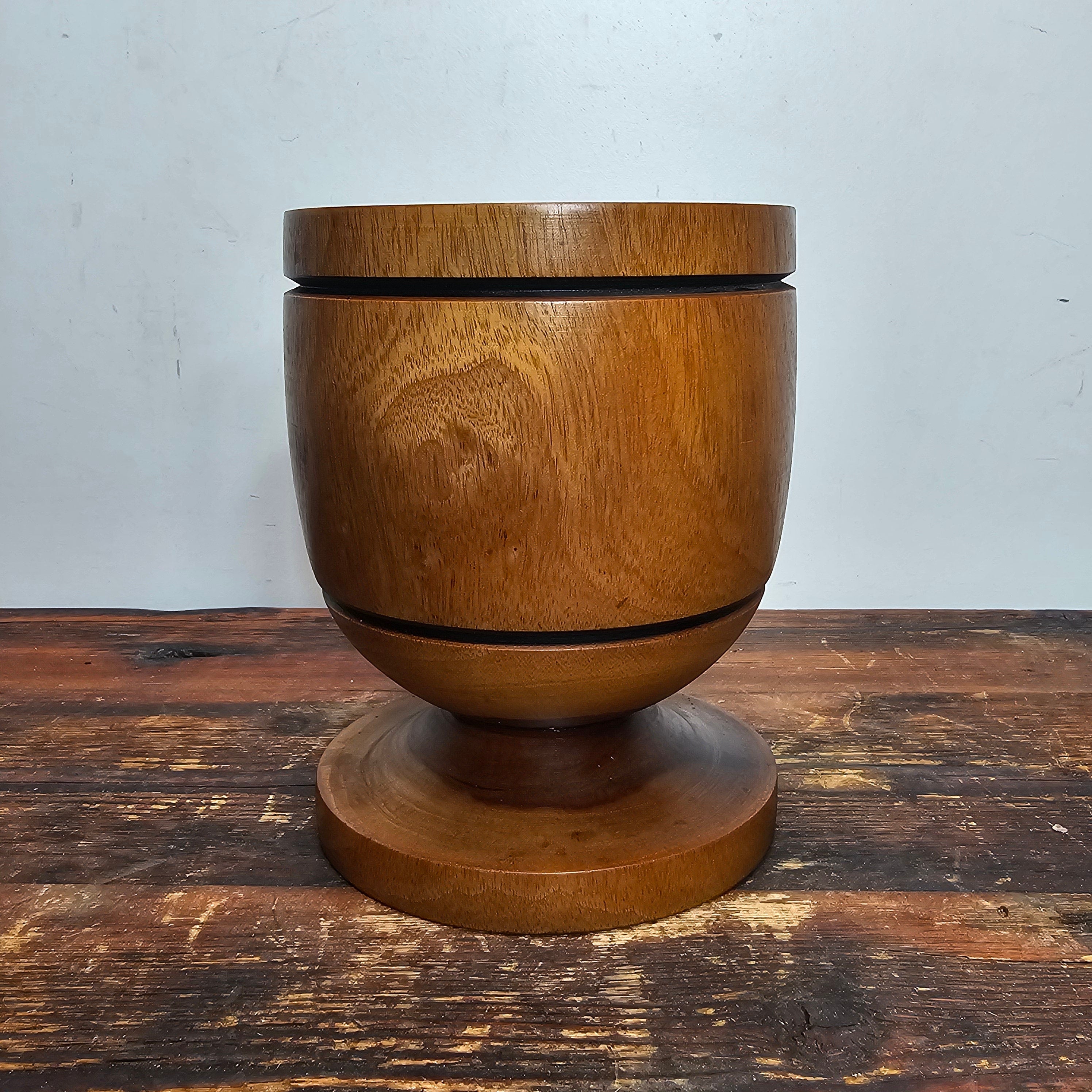 Vintage Bamboo Mortar Apothecary Kitchen Herbs Spice 5.5" Dia x 7" H