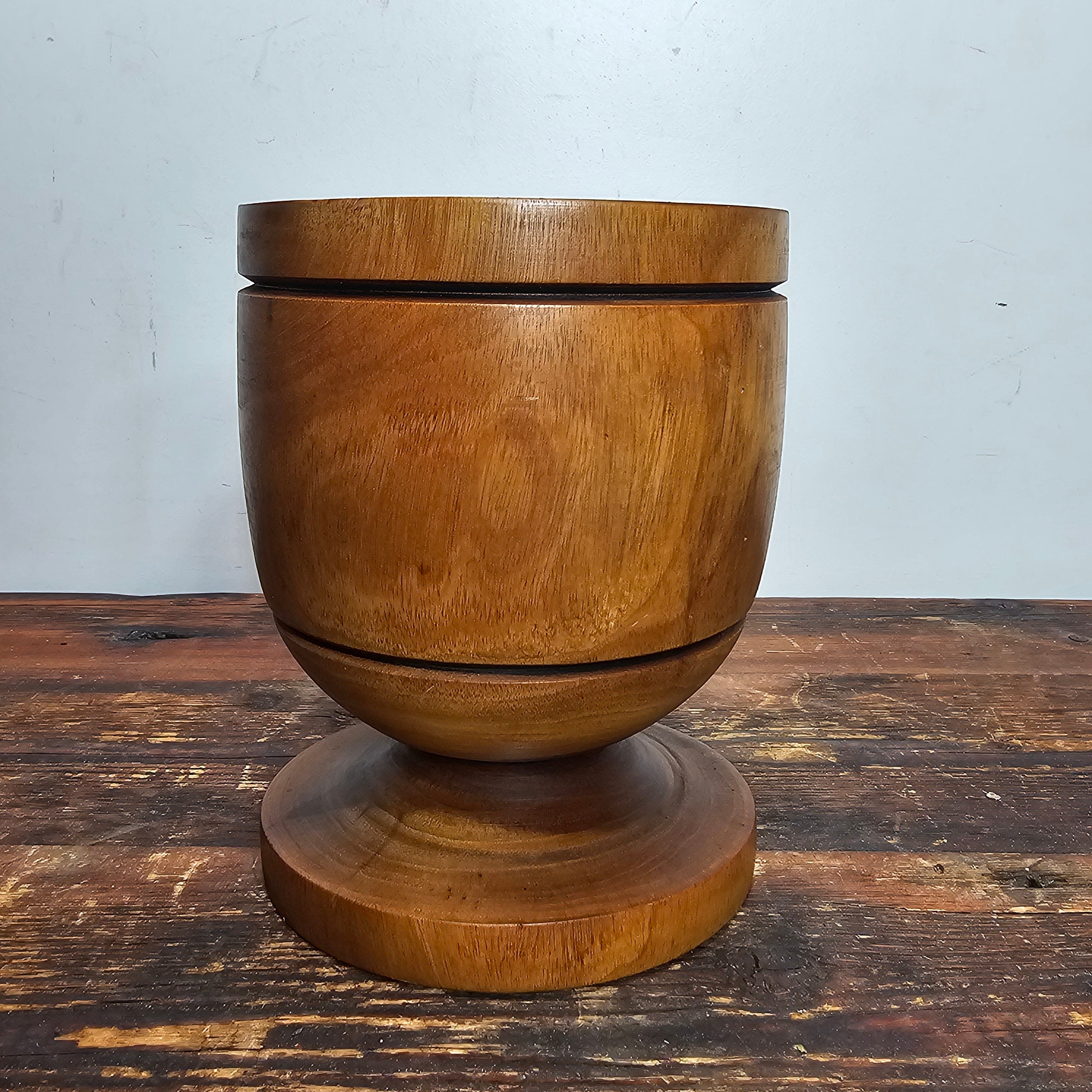 Vintage Bamboo Mortar Apothecary Kitchen Herbs Spice 5.5" Dia x 7" H