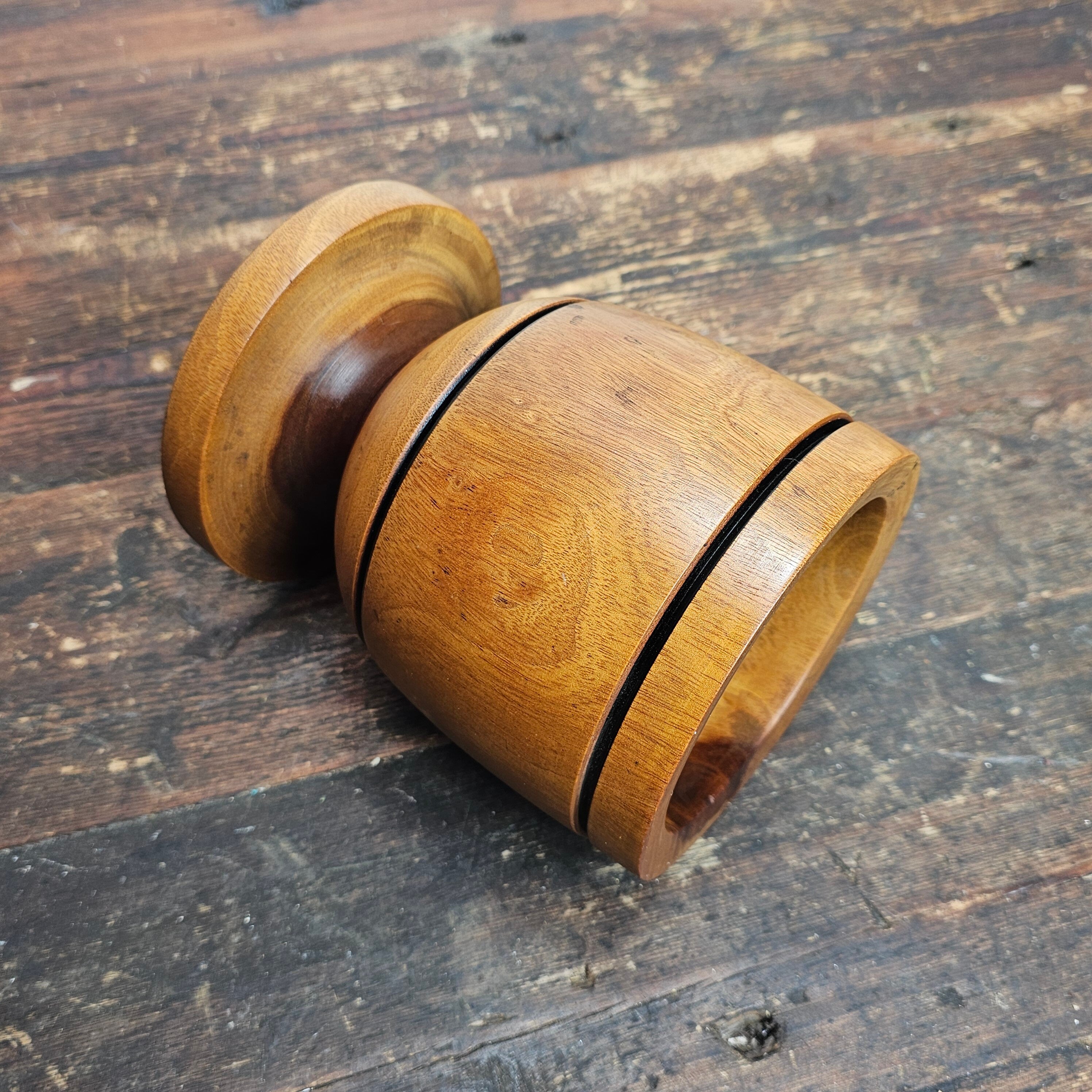 Vintage Bamboo Mortar Apothecary Kitchen Herbs Spice 5.5" Dia x 7" H