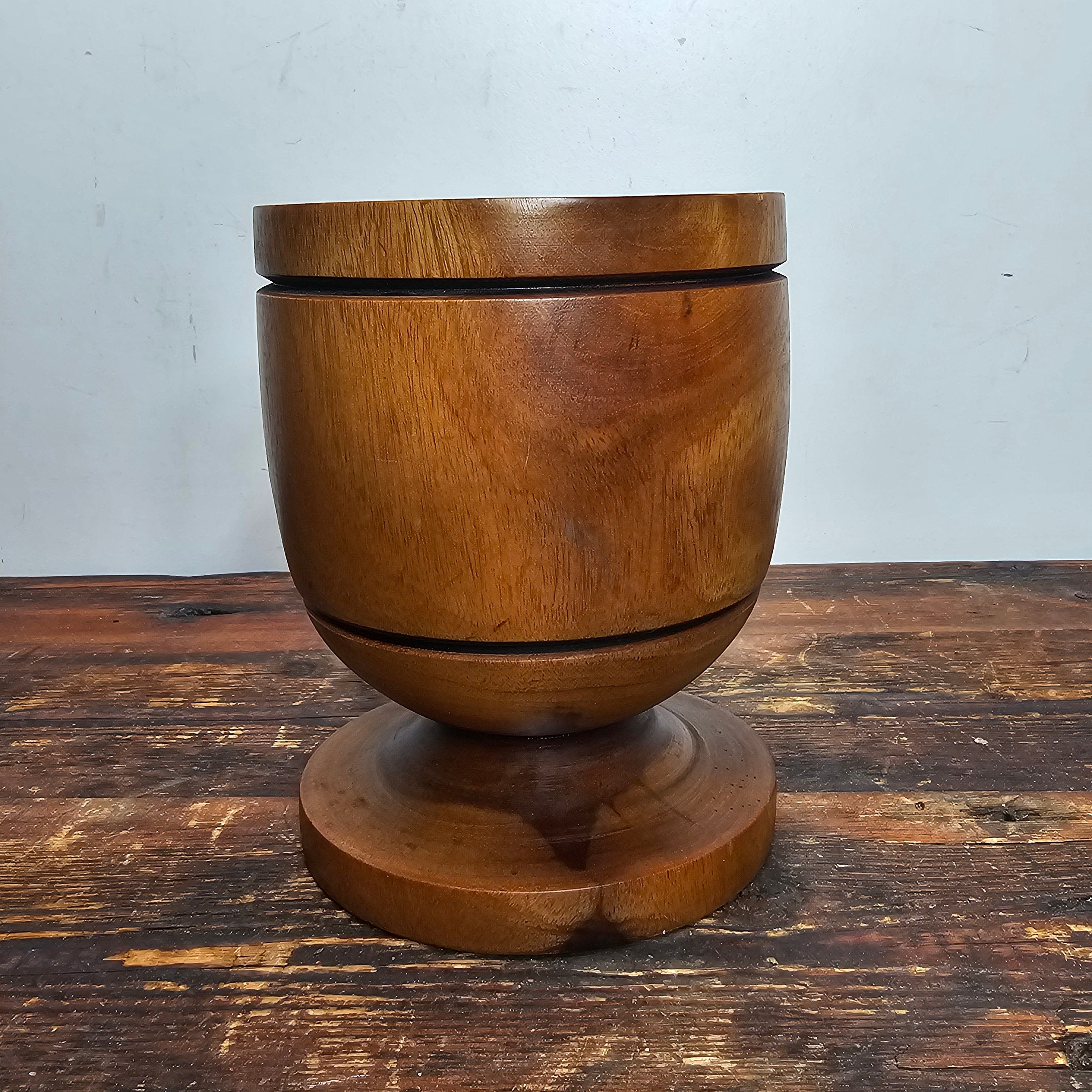 Vintage Bamboo Mortar Apothecary Kitchen Herbs Spice 5.5" Dia x 7" H