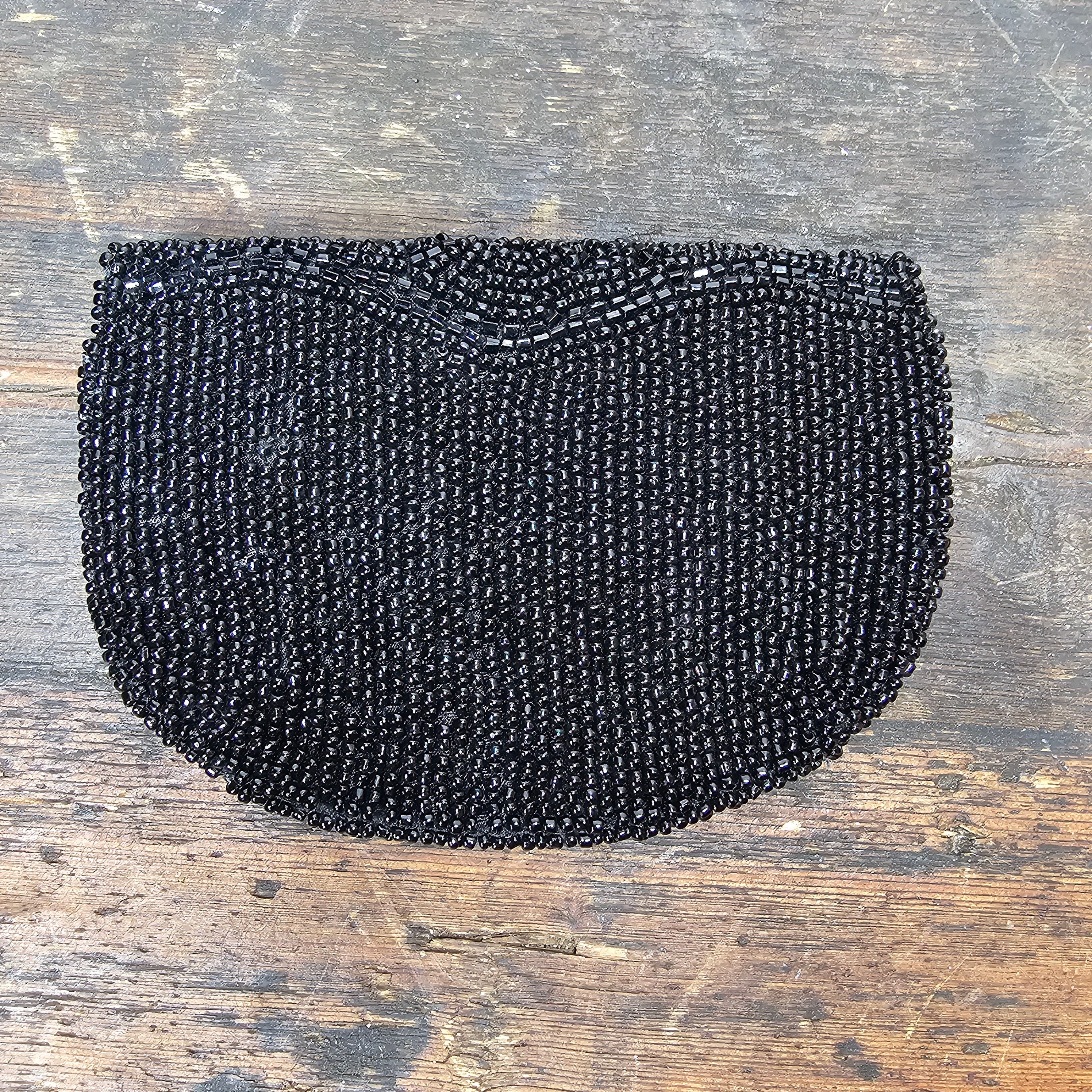 Black Beaded Coin Purse Wallet & Glasses Case Set