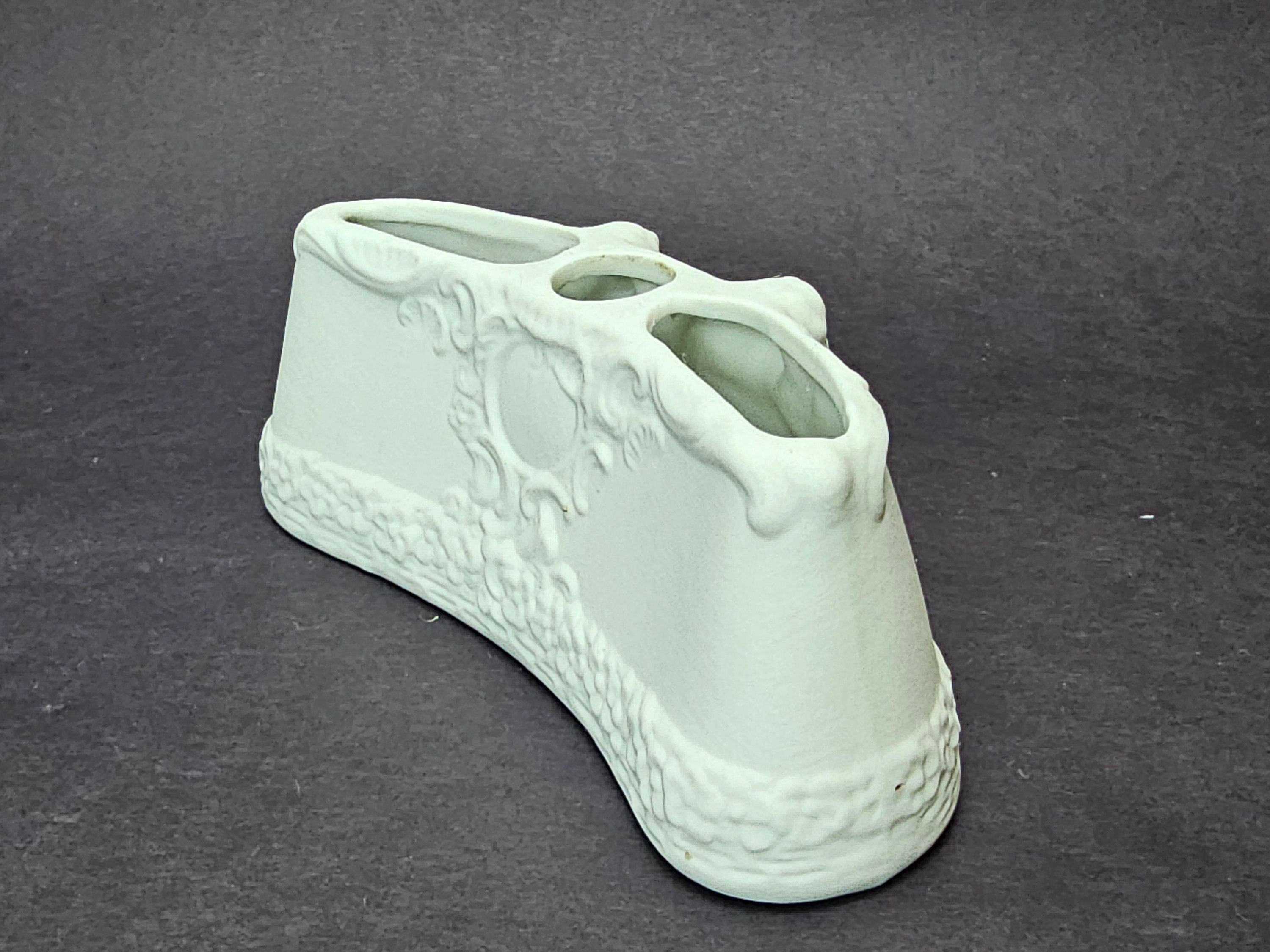 Vintage Dresden White Porcelain Cherub Flower Frog Candle Holder Centerpiece