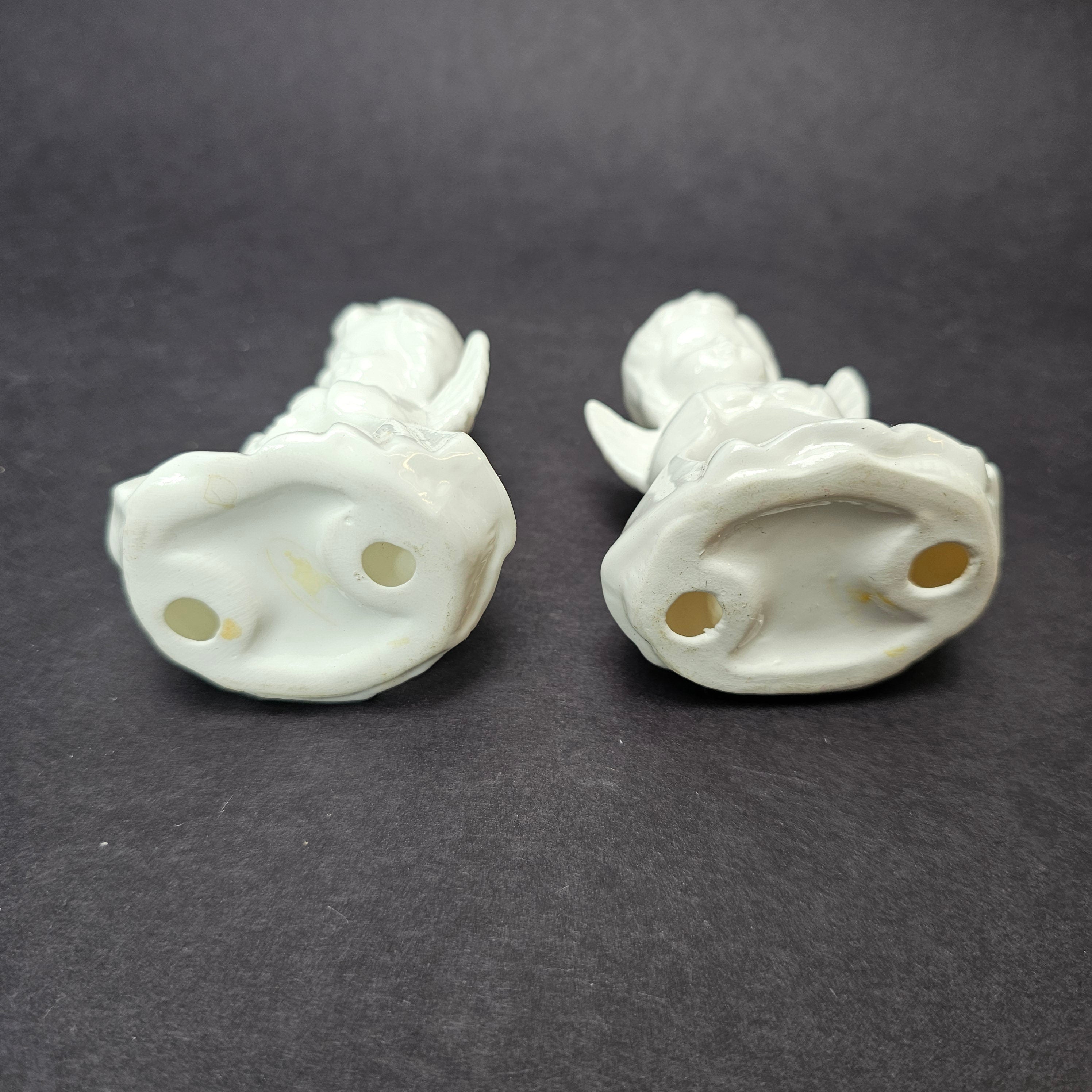 Set of 2 Ceramic Angel Napkin Holders Vintage 3.25" H