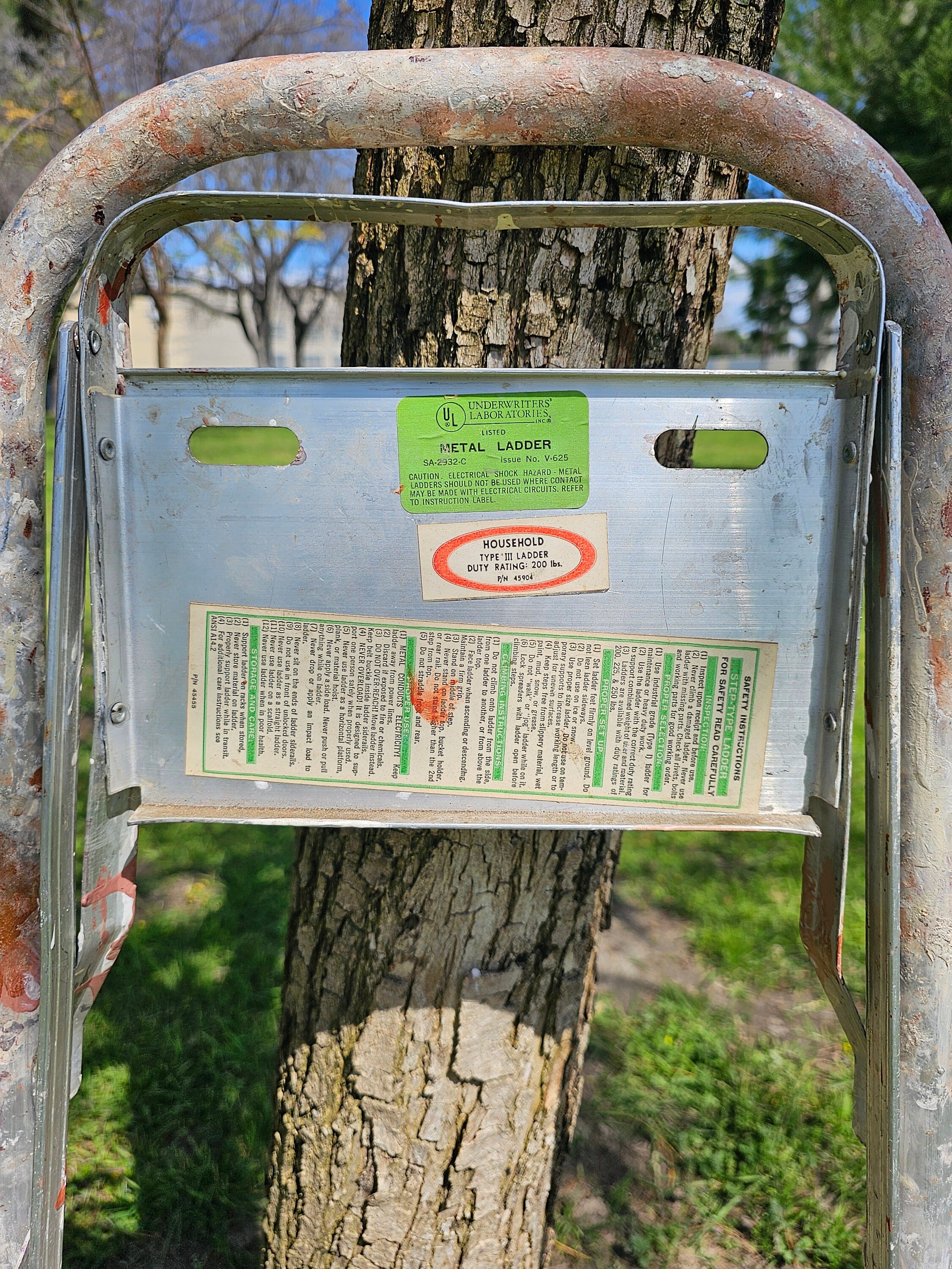 Vintage 2-Step Household Aluminum Ladder Folding 50.5" H