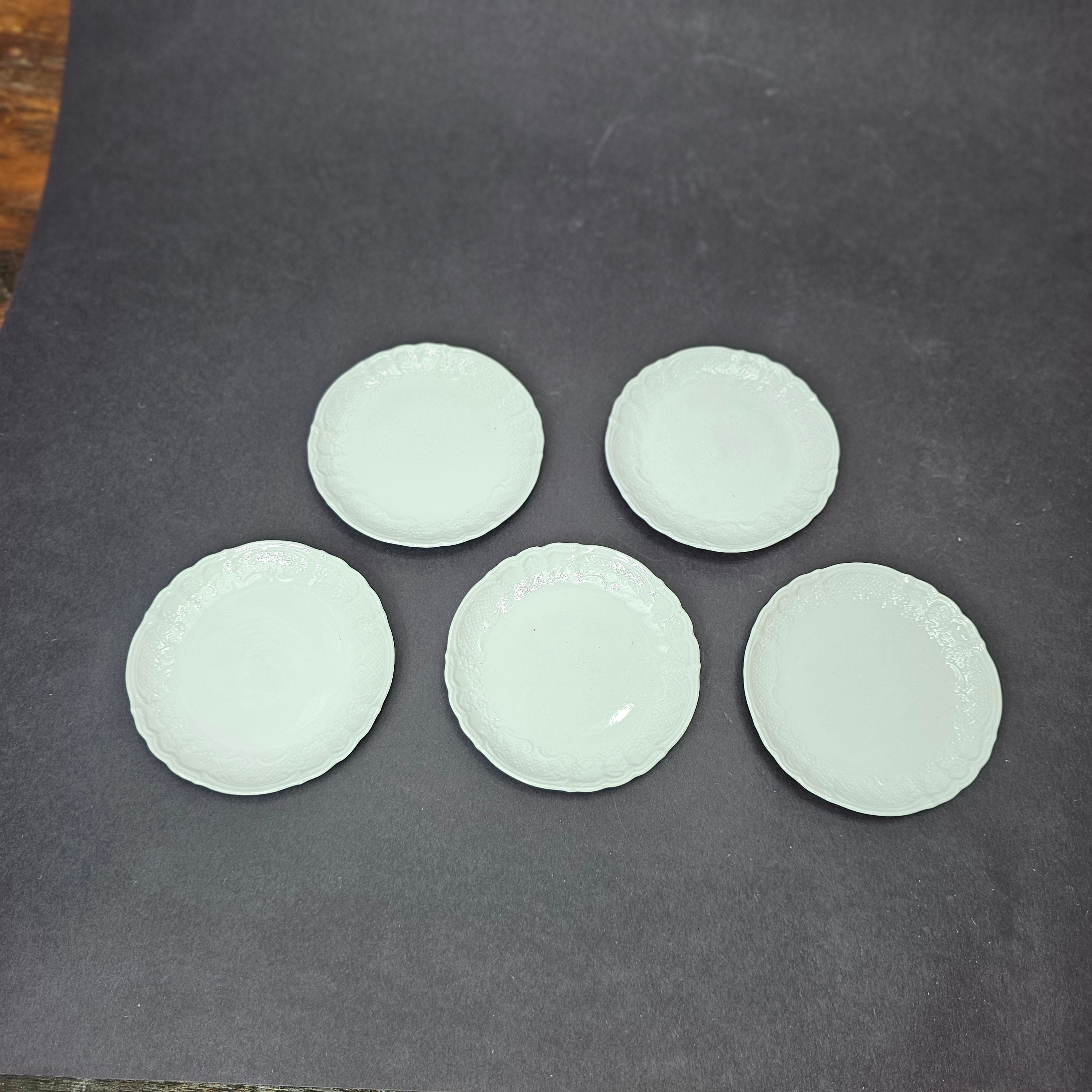 Set of 5 Kaiser West Germany Sauce Tapas Butter Pat Dish Floral Embossed 4.25"