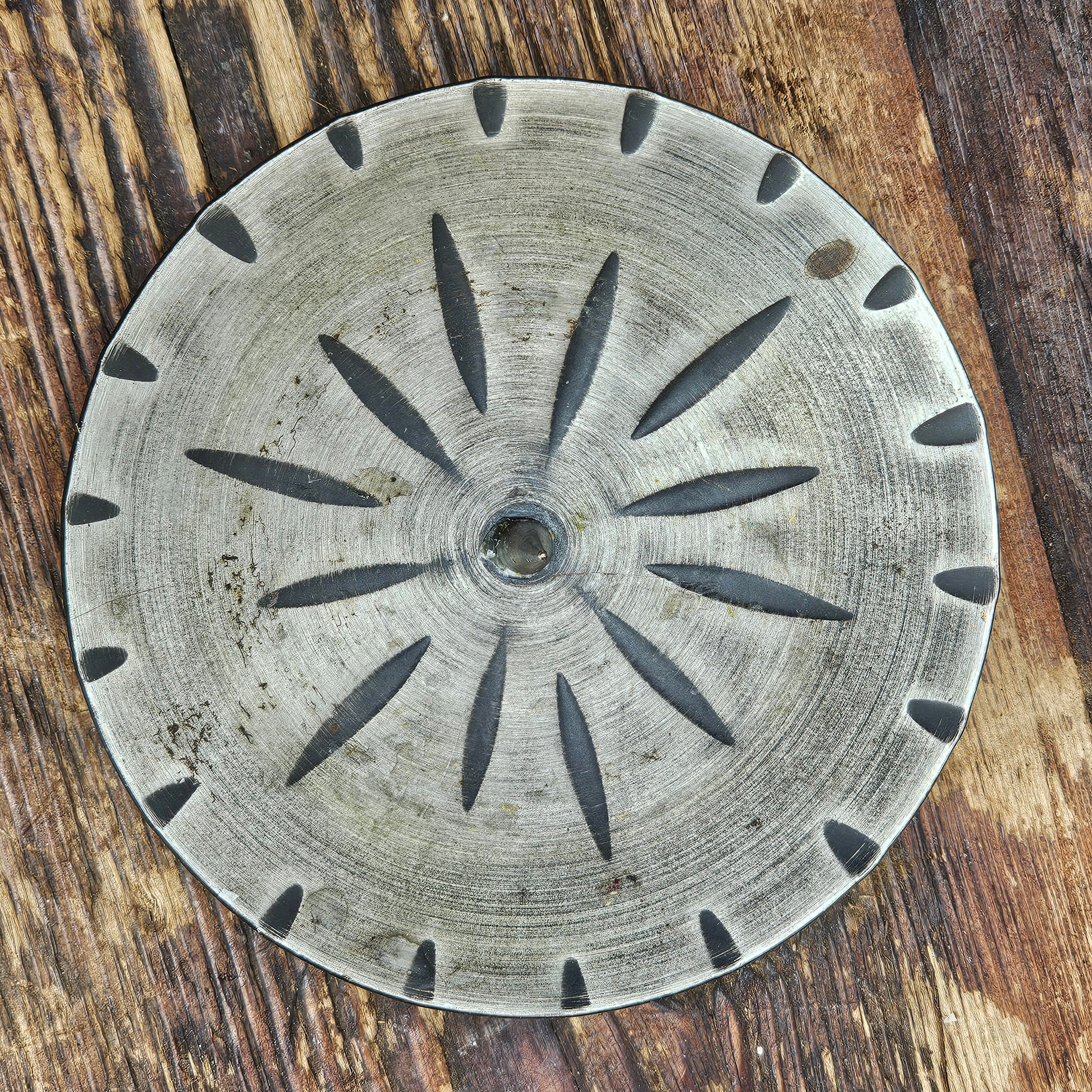 Vintage Native American Style Steel Candle Holder 4" x 1.2" H