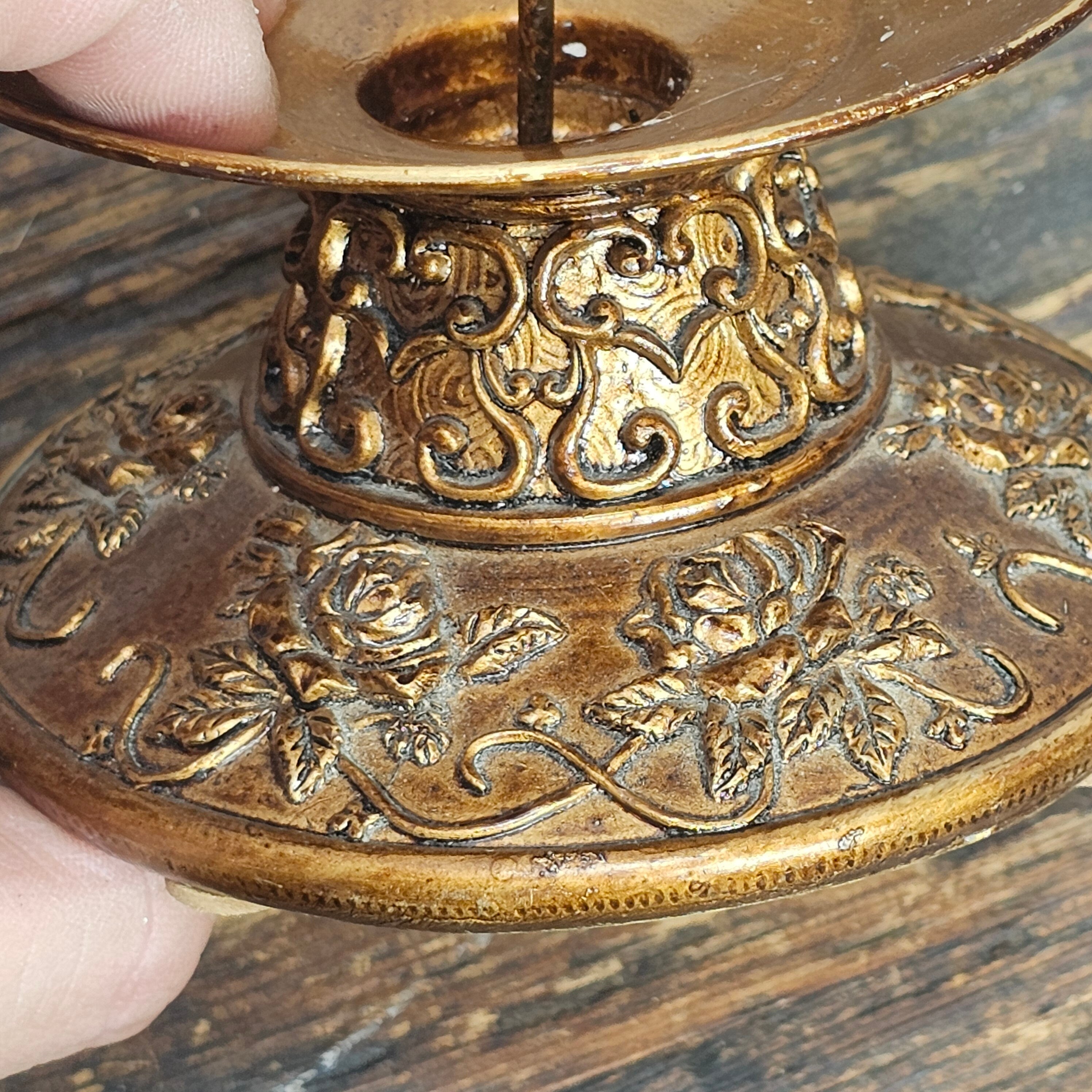 Ornate Asian Style Resin Candle Holder