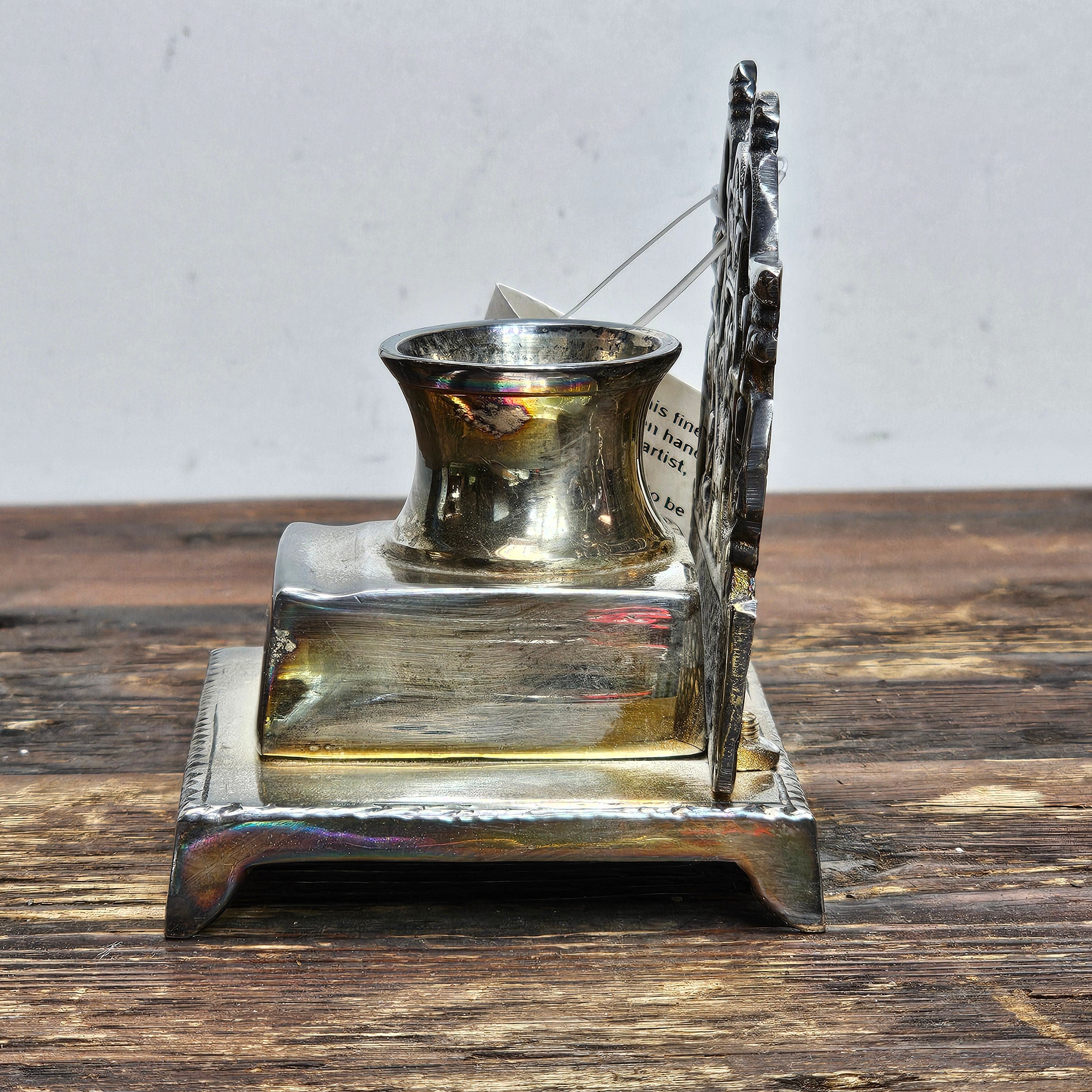 French Art Nouveau Style Metal Inkwell J.I.J Design Sun Valley, CA
