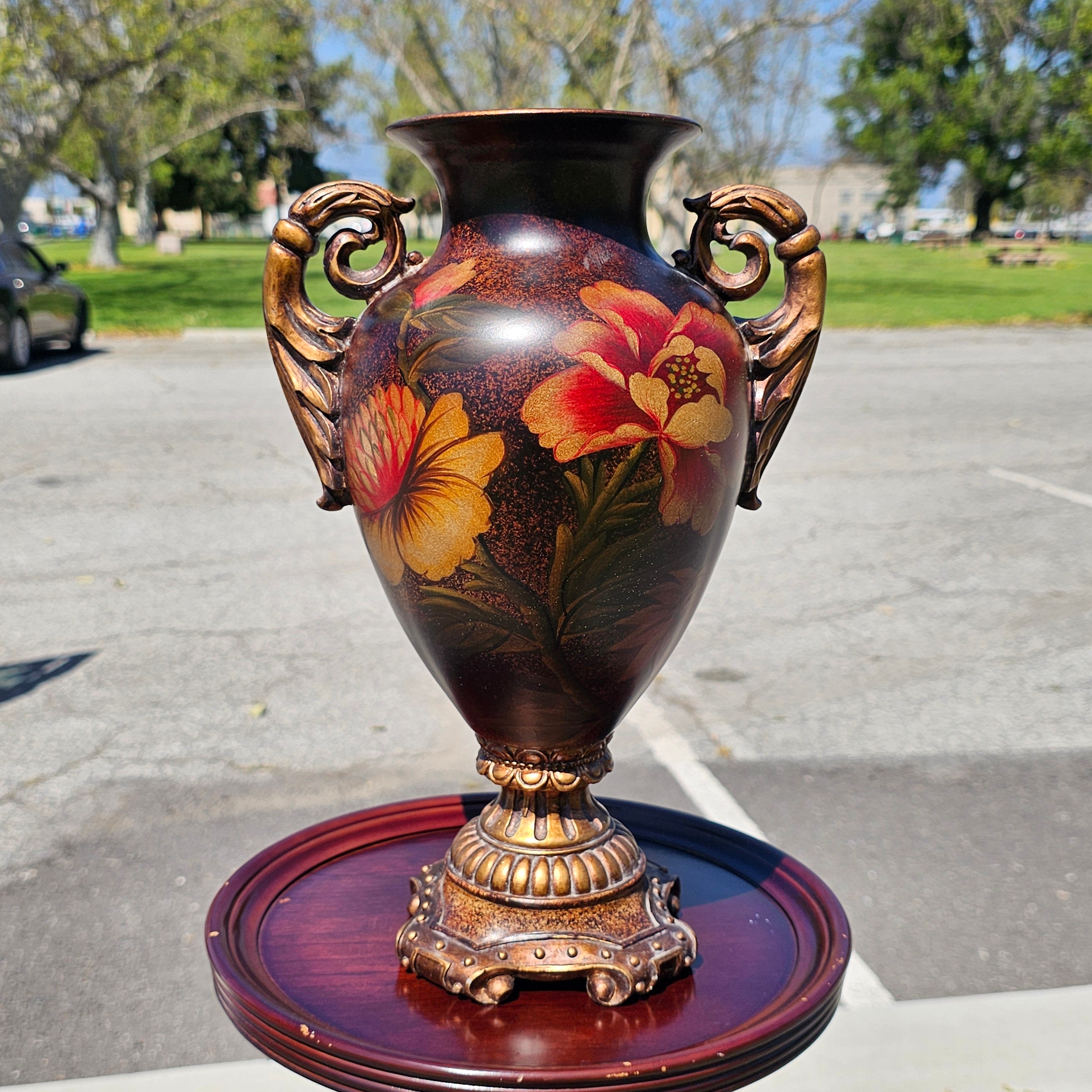 Resin Vase + Artificial Flowers Home Decor