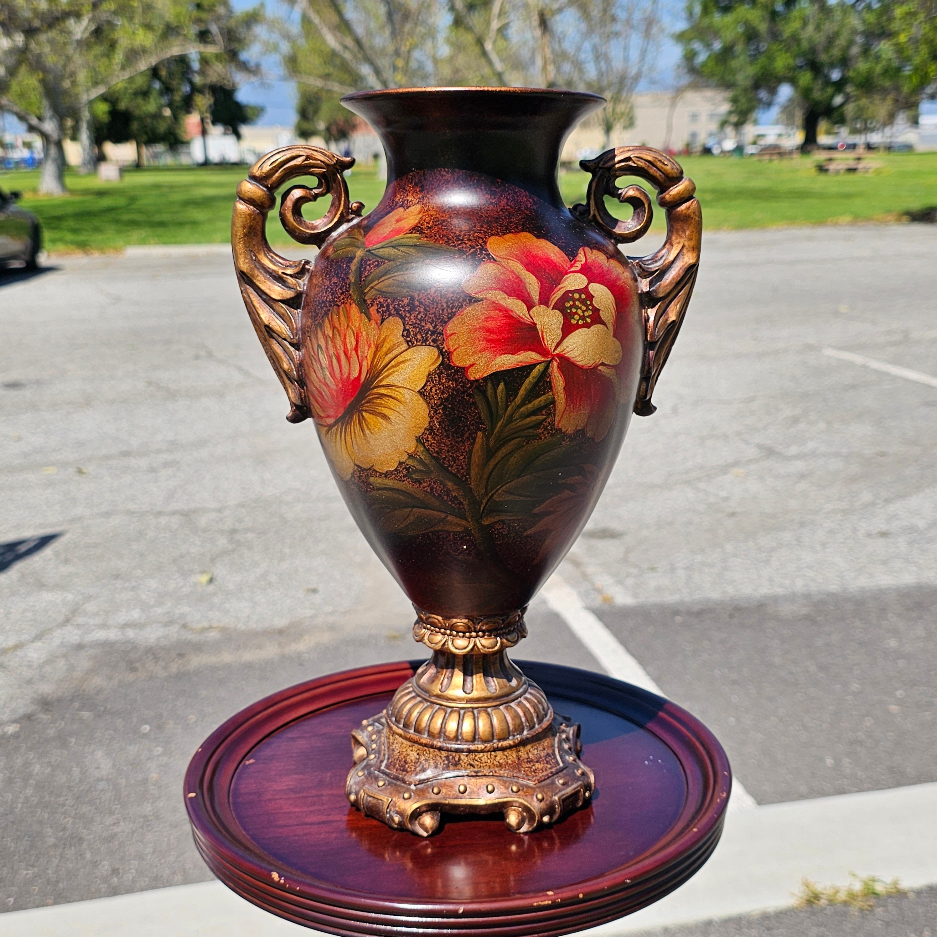 Resin Vase + Artificial Flowers Home Decor