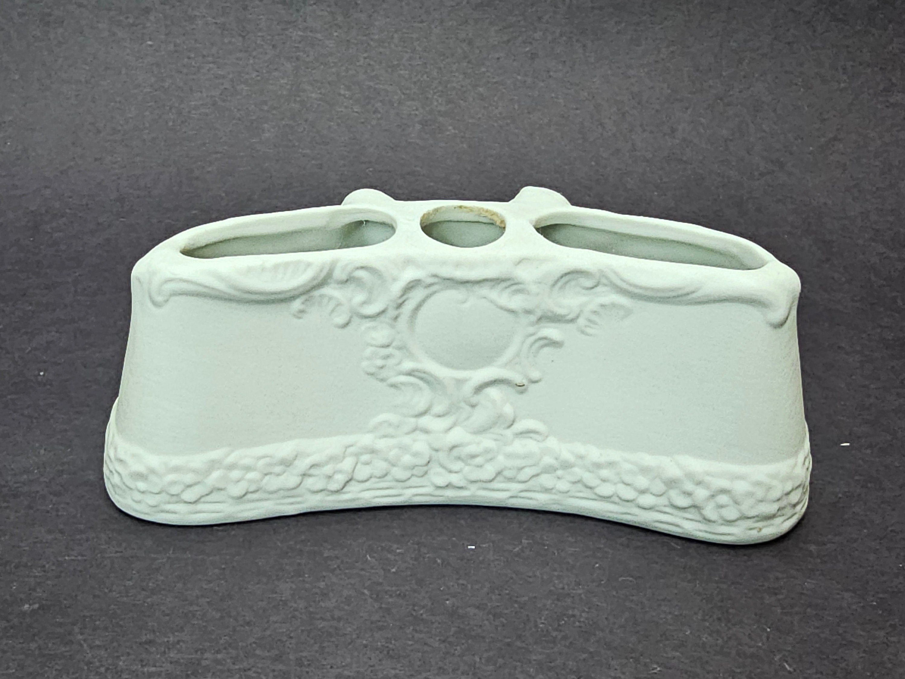 Vintage Dresden White Porcelain Cherub Flower Frog Candle Holder Centerpiece