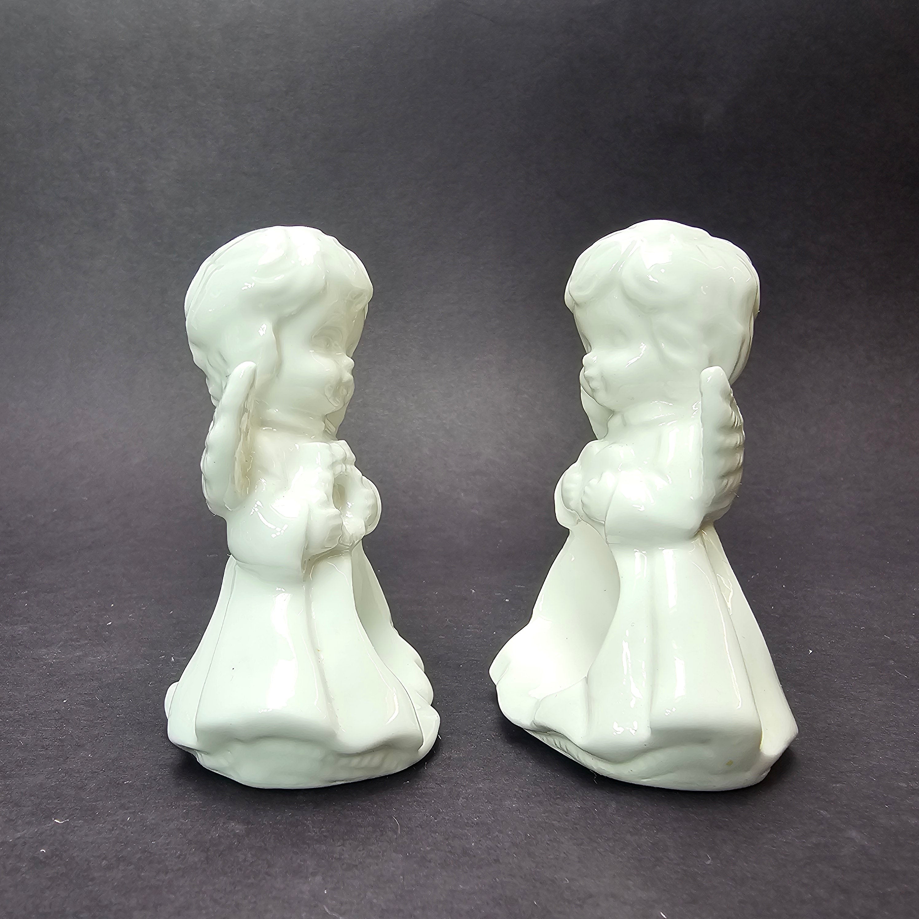 Set of 2 Ceramic Angel Napkin Holders Vintage 3.25" H