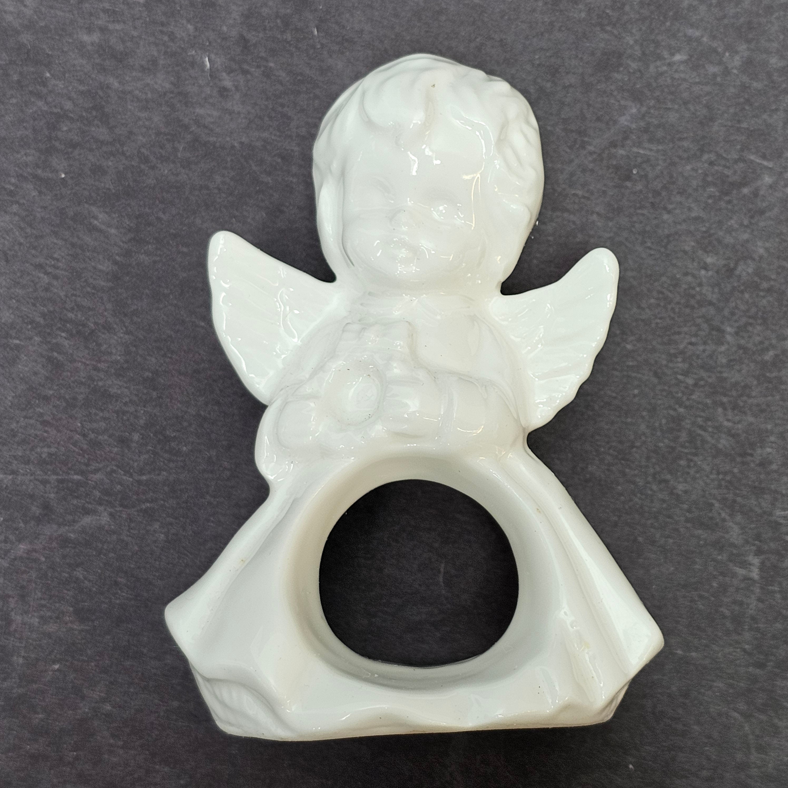 Set of 2 Ceramic Angel Napkin Holders Vintage 3.25" H