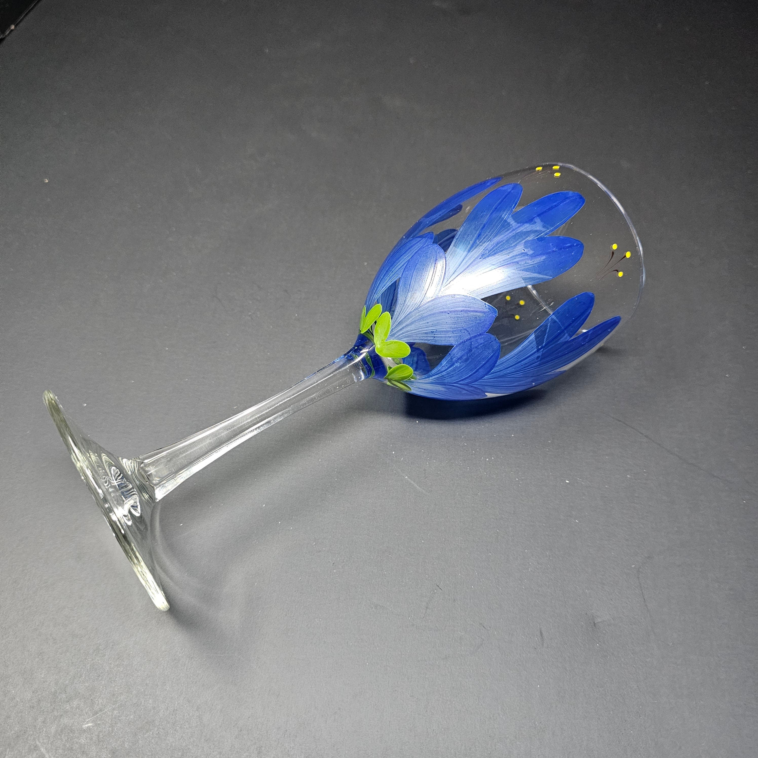 Hand Painted Wine Glass 8" H