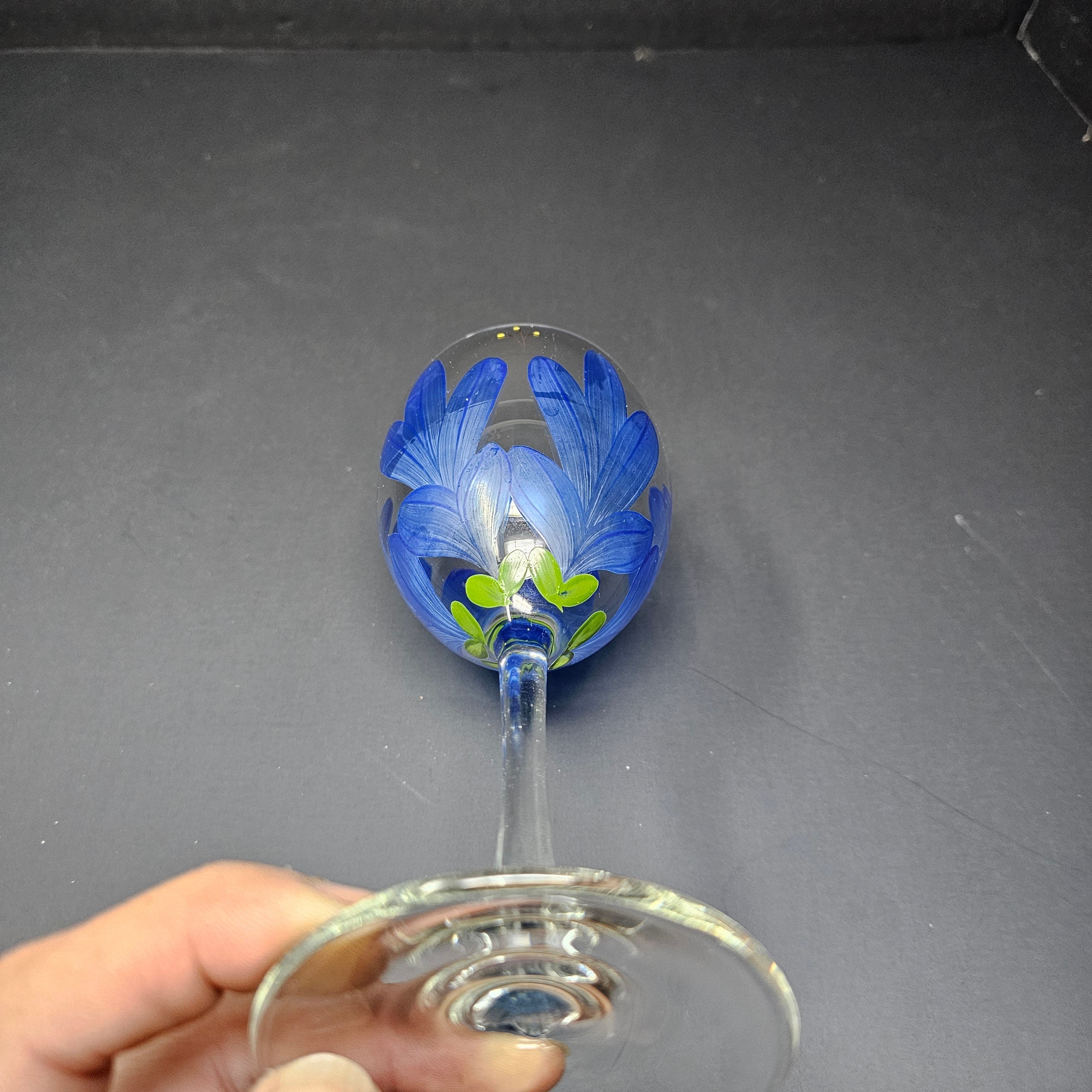 Hand Painted Wine Glass 8" H